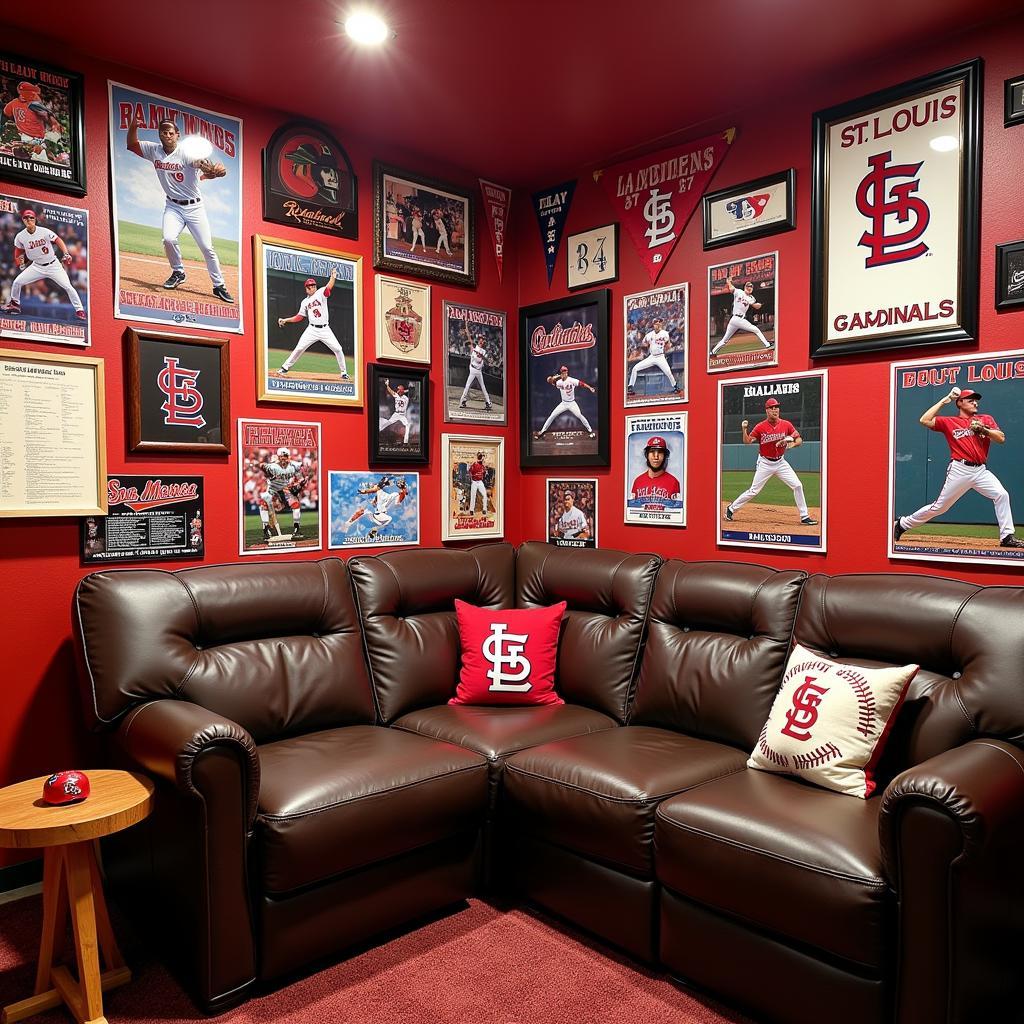 St. Louis Cardinals Poster Wall in a Fan Cave