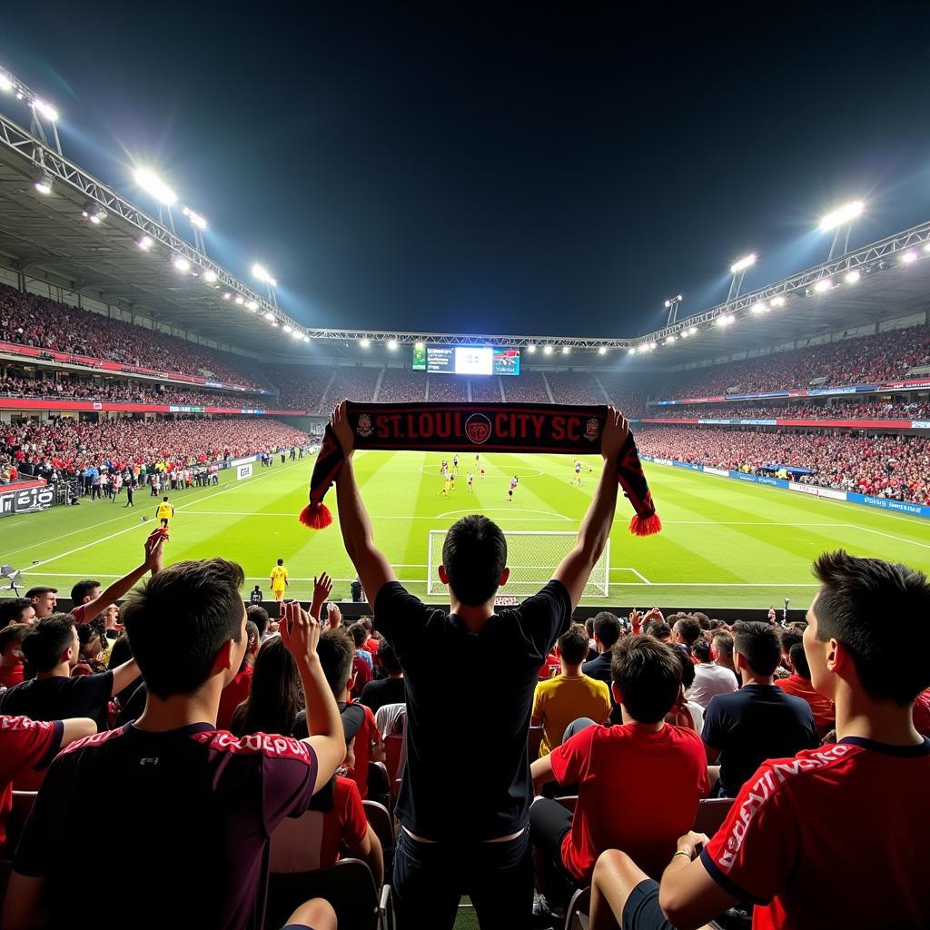 St. Louis City Soccer Fan Wearing Scarf