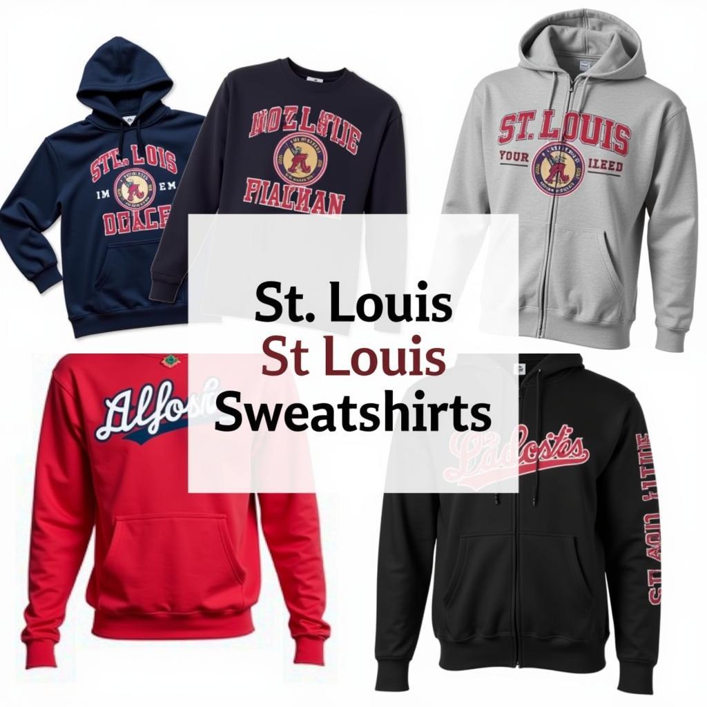 Different styles of St. Louis sweatshirts