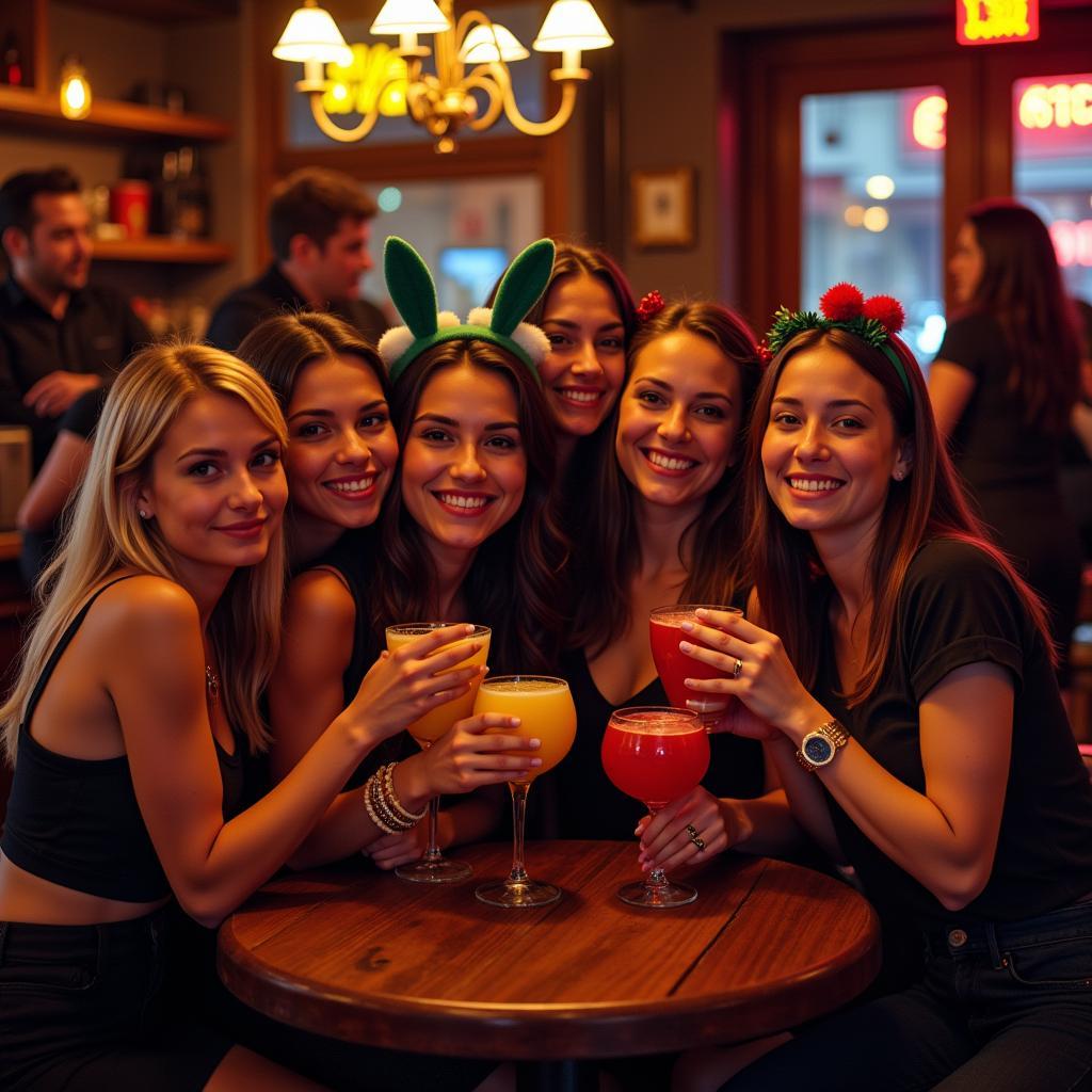 Friends posing for a group photo during their St. Paul bar crawl