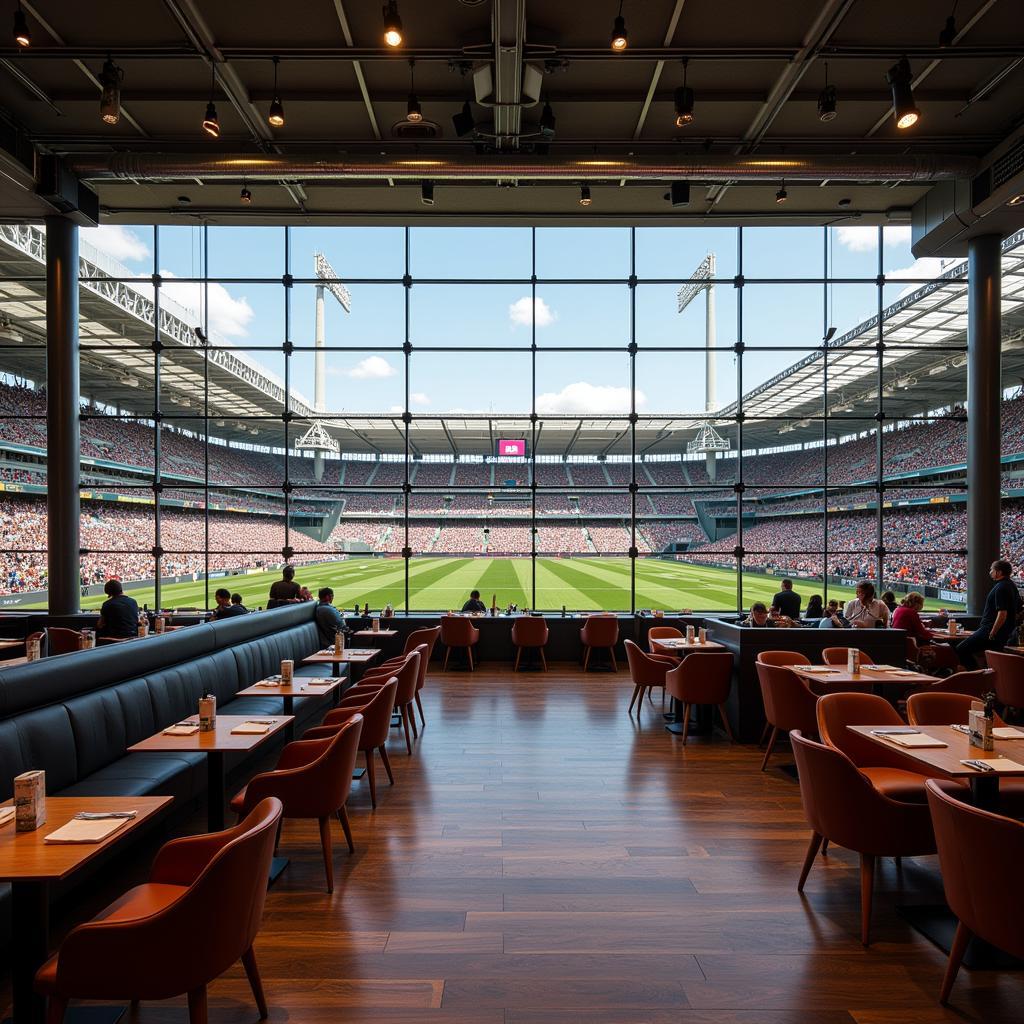 The vibrant and spacious interior of The Stadium Club