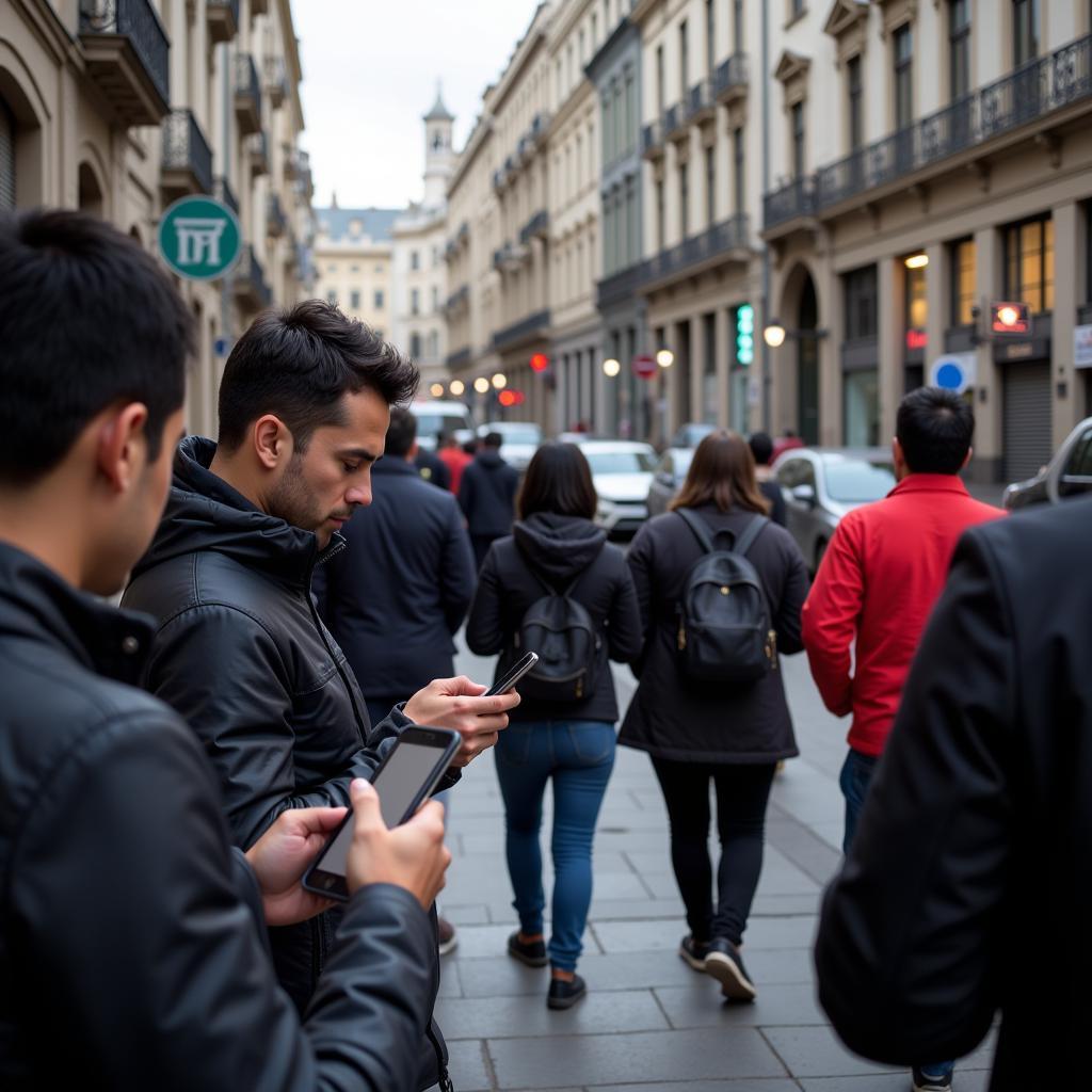 Residents staying updated on their phones