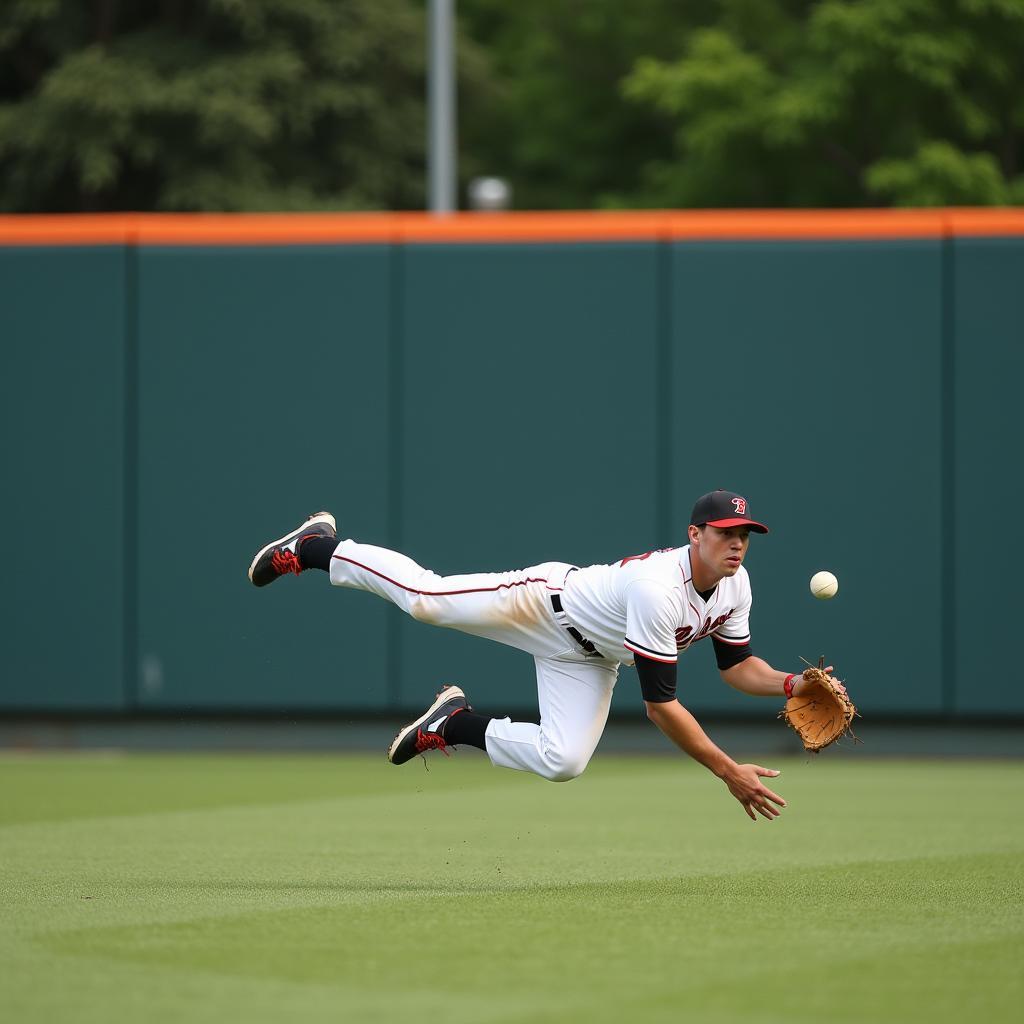 Steve Finley making a spectacular diving catch