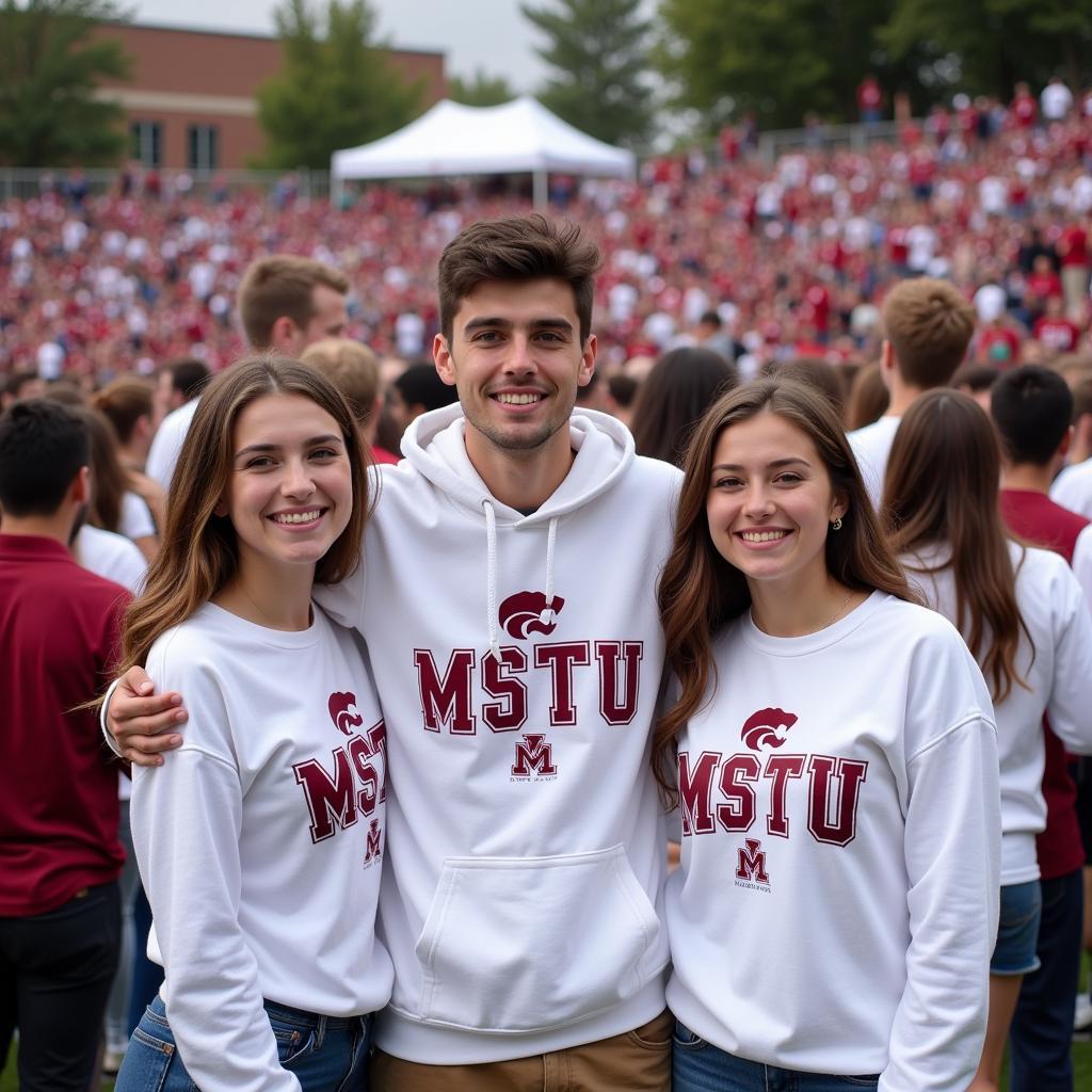 Students Sporting White MSU Sweatshirts at Campus Events