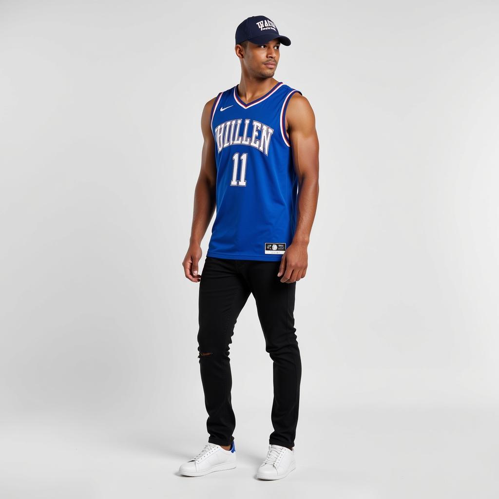 Styling a Blue and White Basketball Jersey