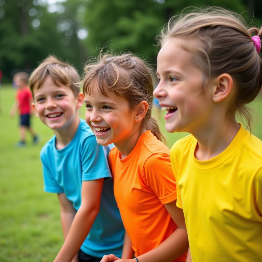 Kids in moisture-wicking shirts at summer camp