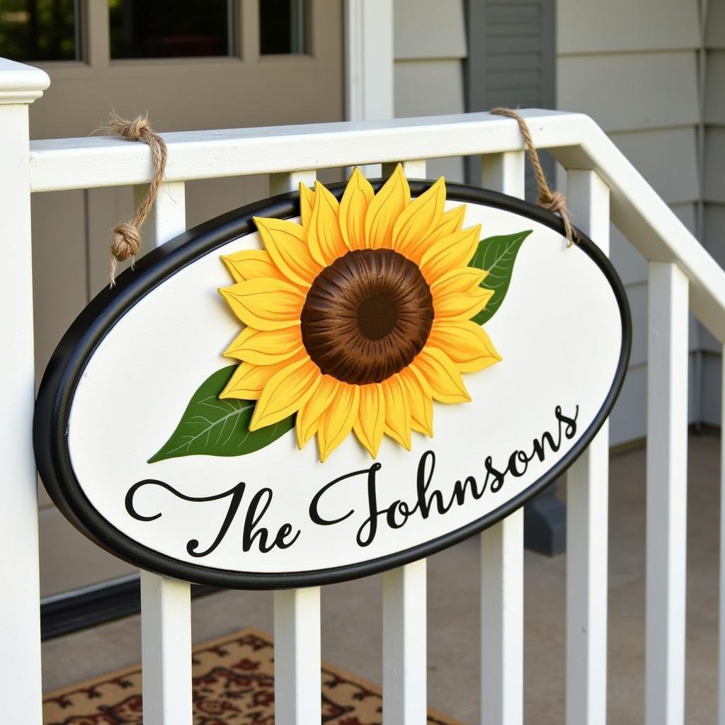 Sunflower Porch Sign with Family Name