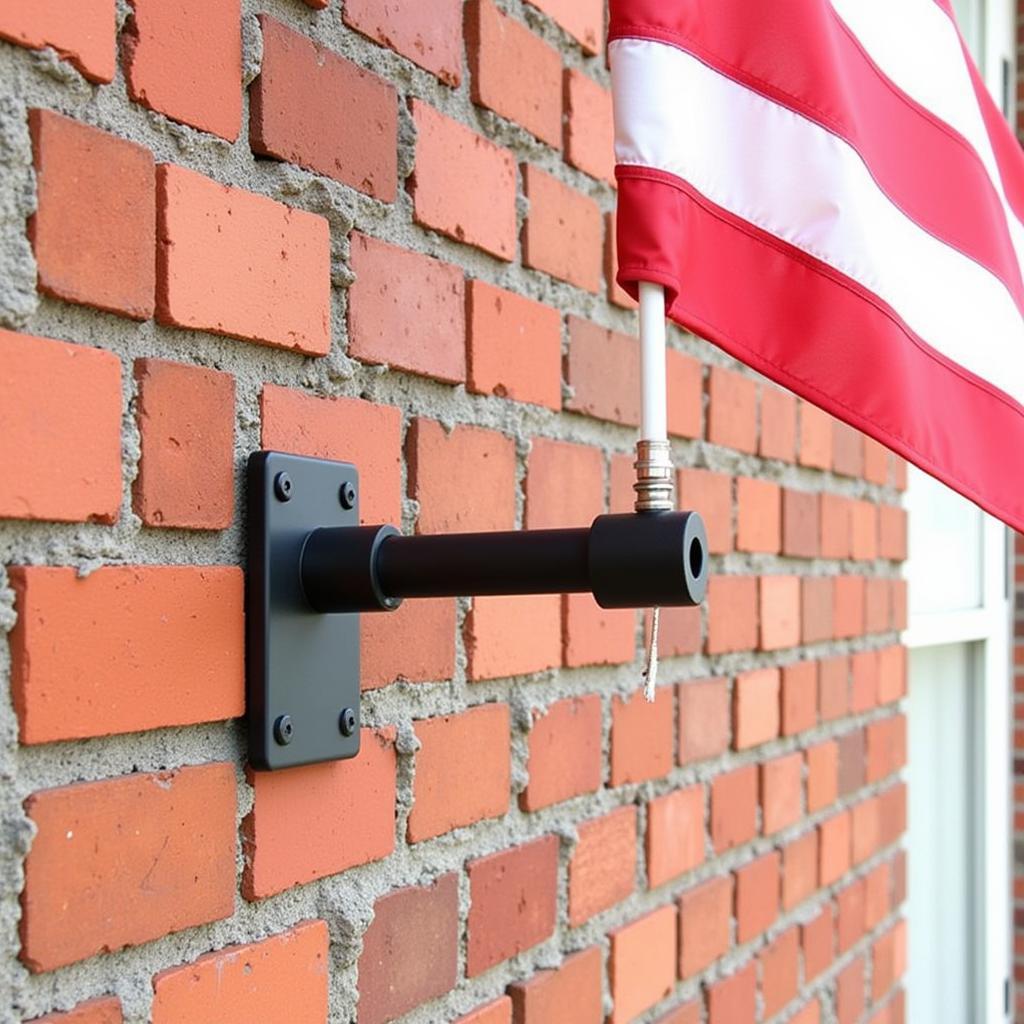 Surface Mount Flagpole Holder Installed on Brick Wall