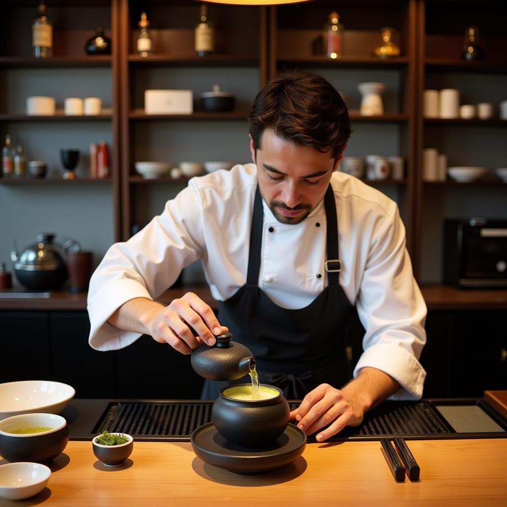 Sushi Chef Preparing Tea