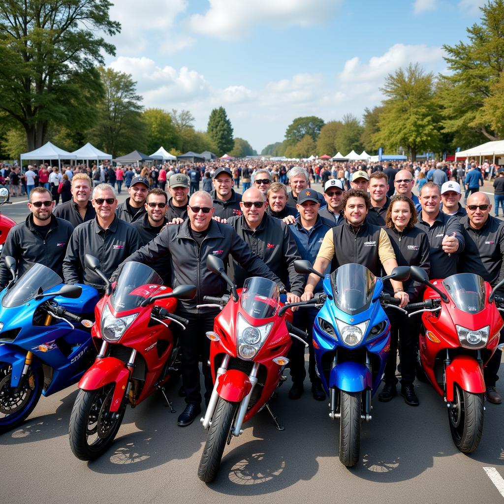 Group of Suzuki Enthusiasts at a Rally