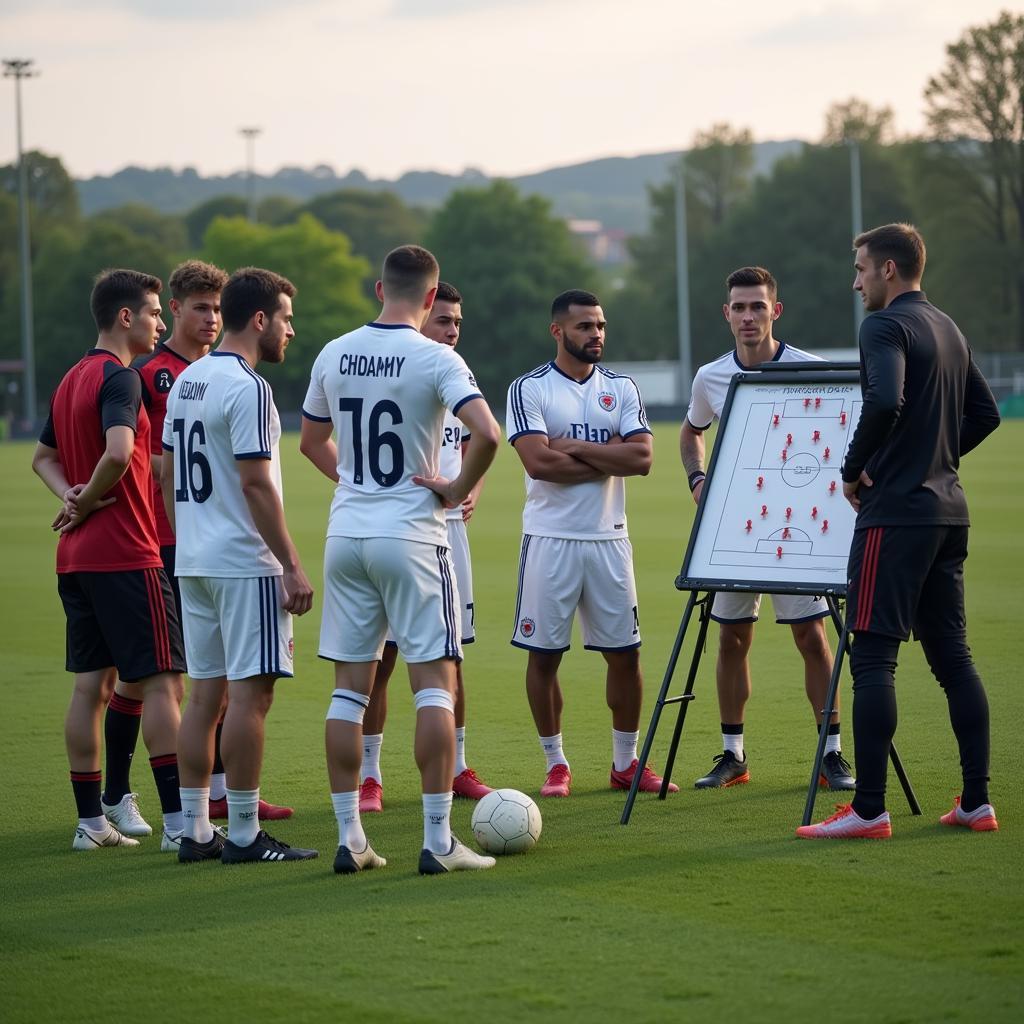 Football players adapting to a new formation