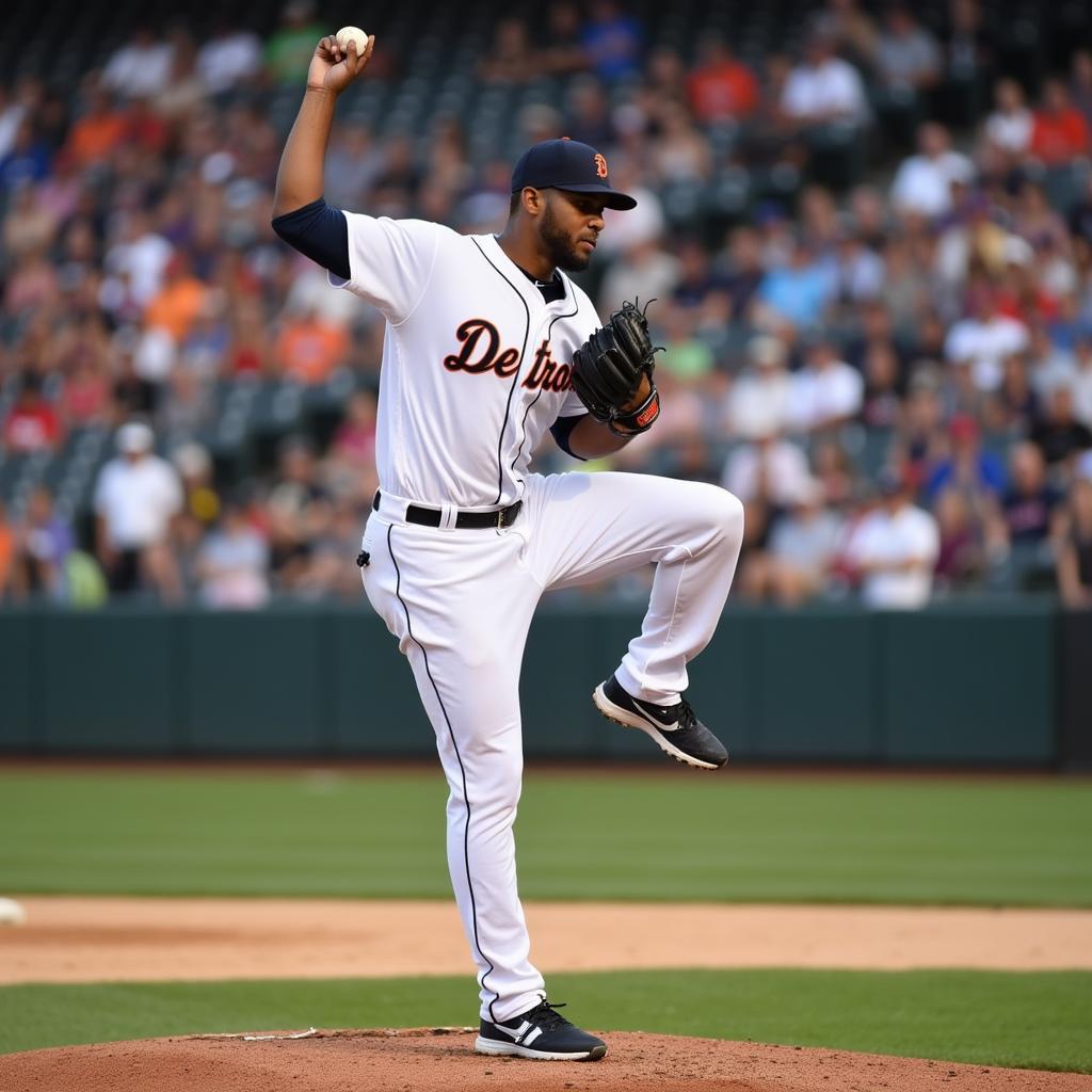 Tarik Skubal pitching for the Detroit Tigers