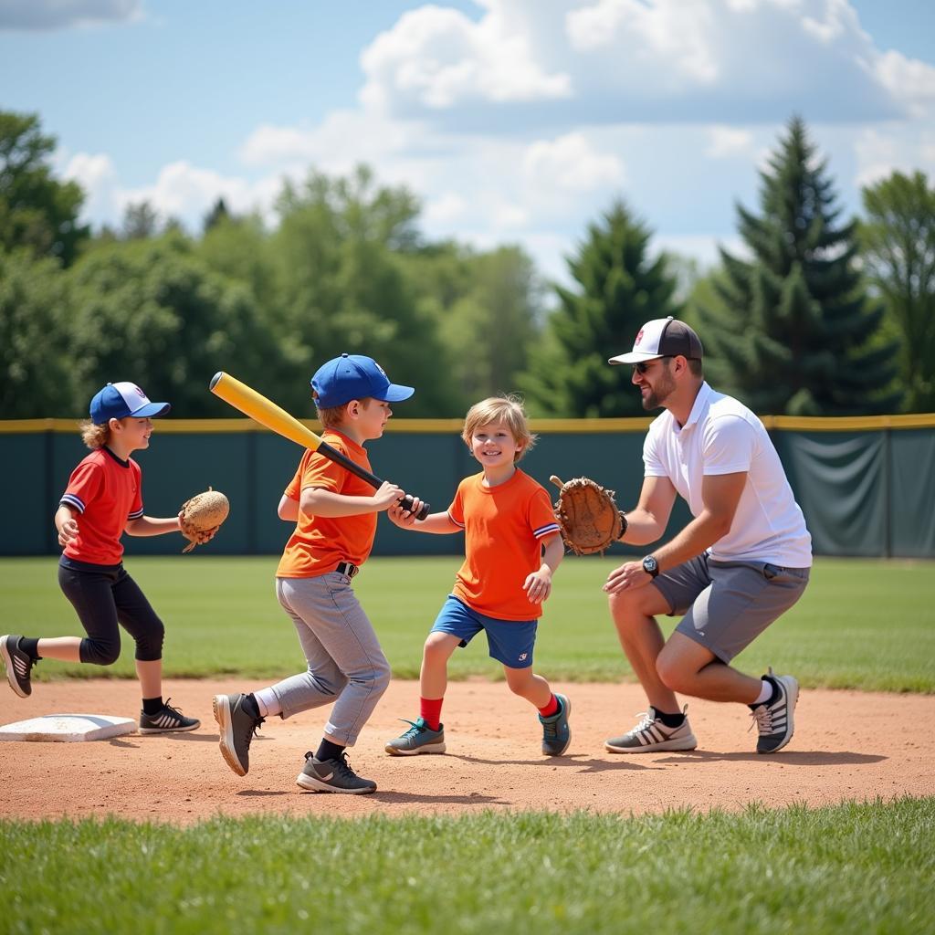 Kids playing t-ball