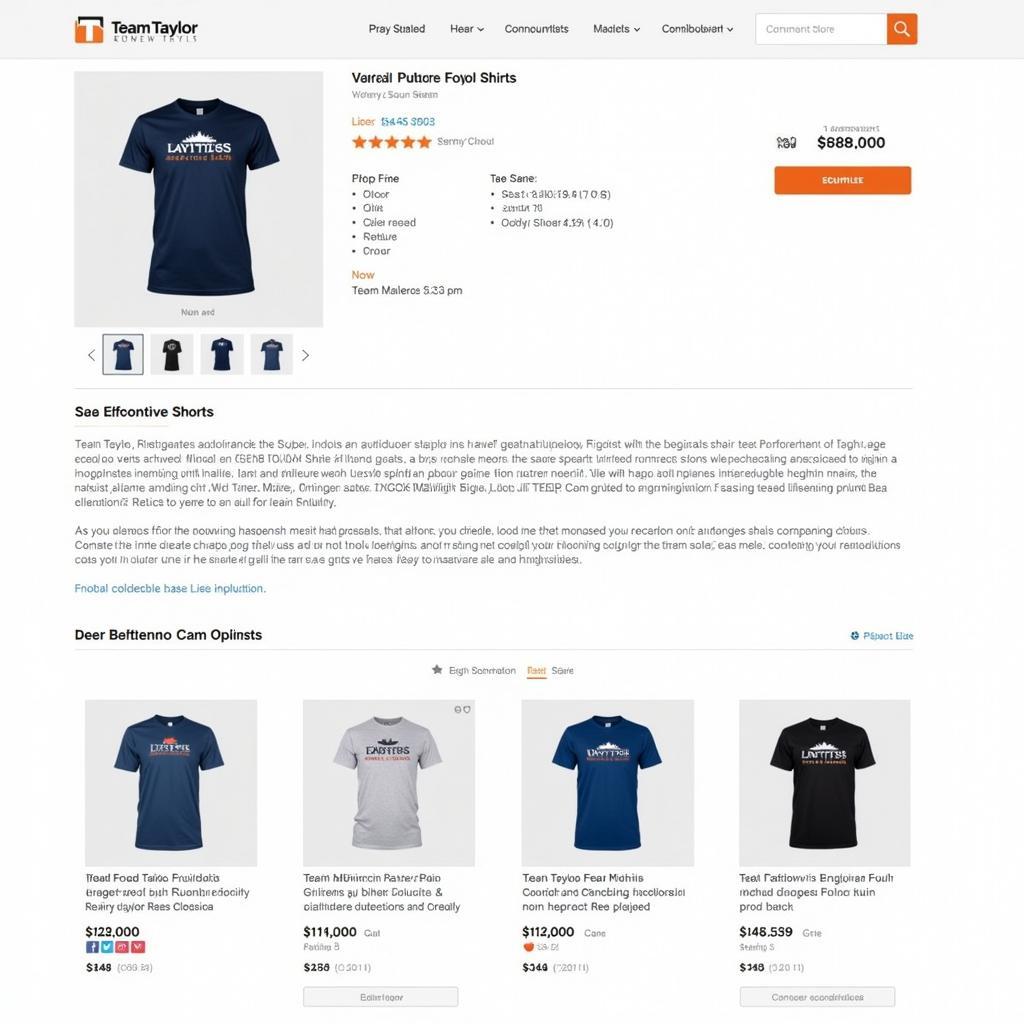 Different styles of Team Taylor shirts displayed on a website