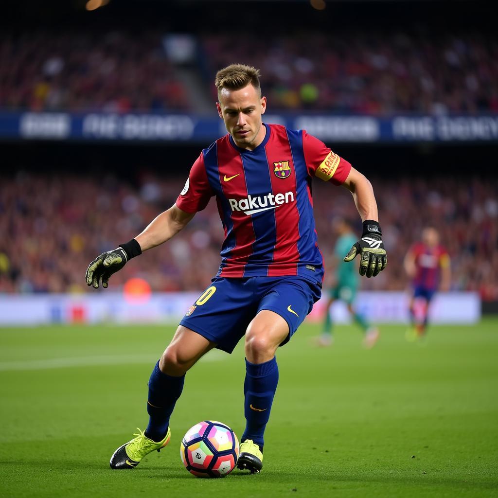 Ter Stegen Distributing the Ball