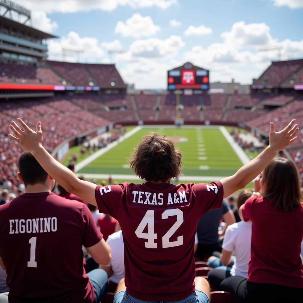 Texas A&M Football Fan Wearing Custom Jersey at Kyle Field