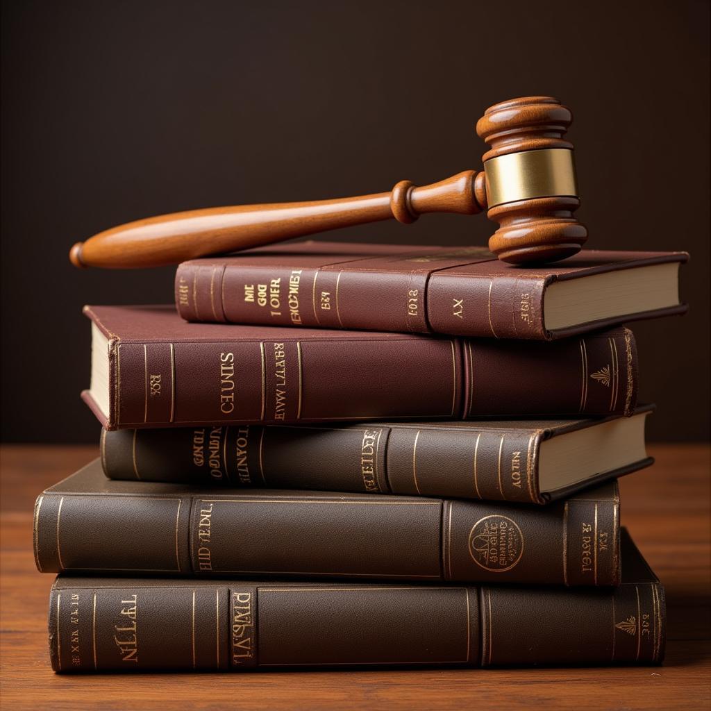 Texas law books and gavel