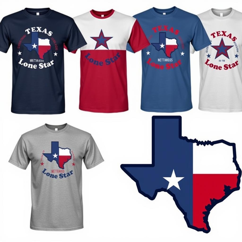 A variety of Texas Lone Star shirt designs