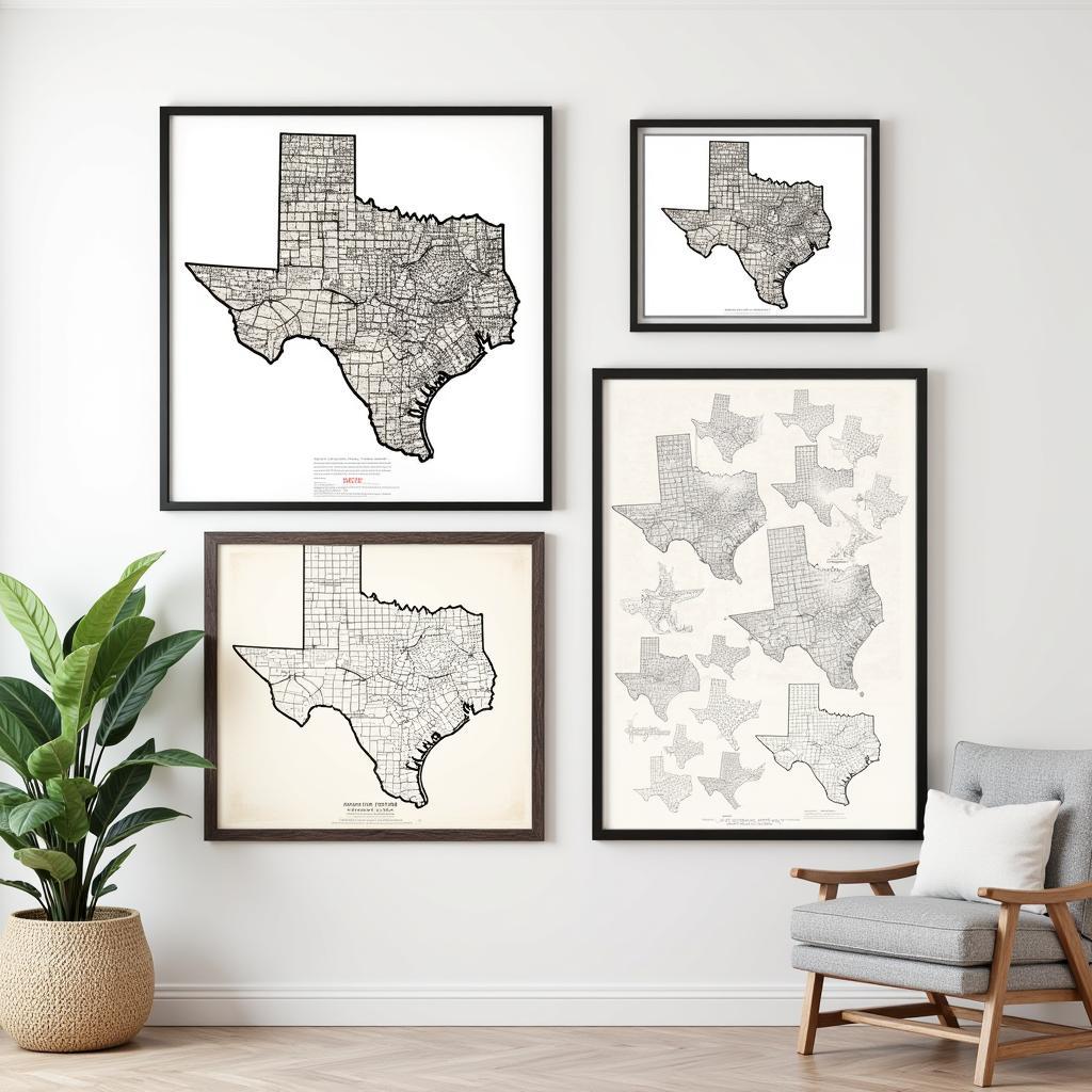 Texas Map Posters in different sizes and frames