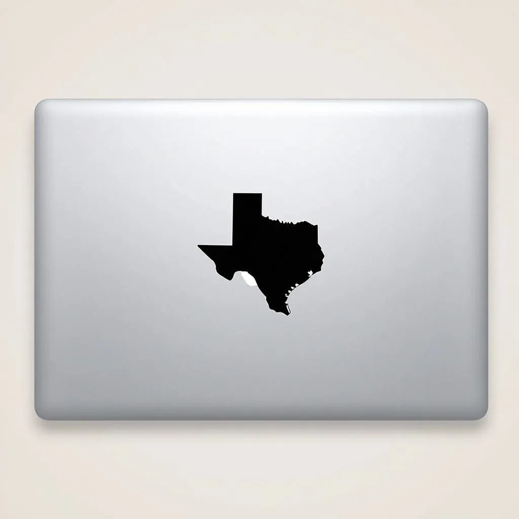 Texas outline decal on laptop