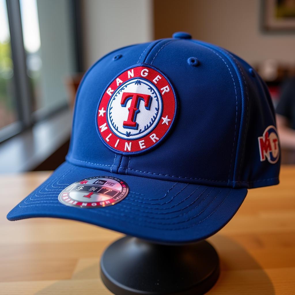 Texas Rangers 40th anniversary hat on display