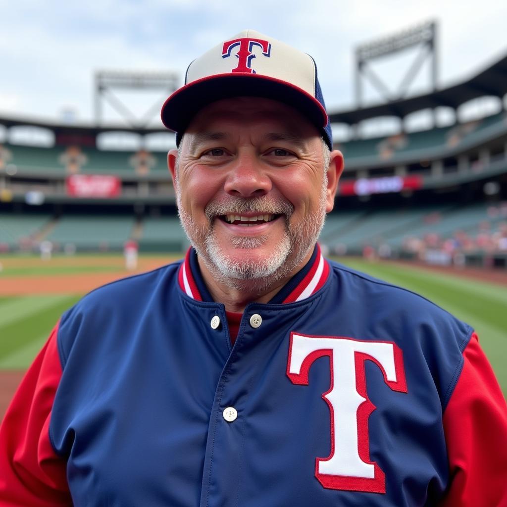 Texas Rangers Fan Sporting a Classic Jacket