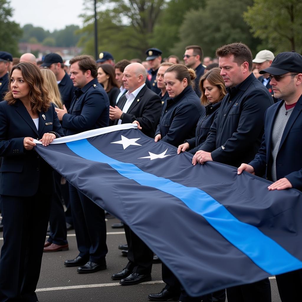 Thin Blue Line Flag Display