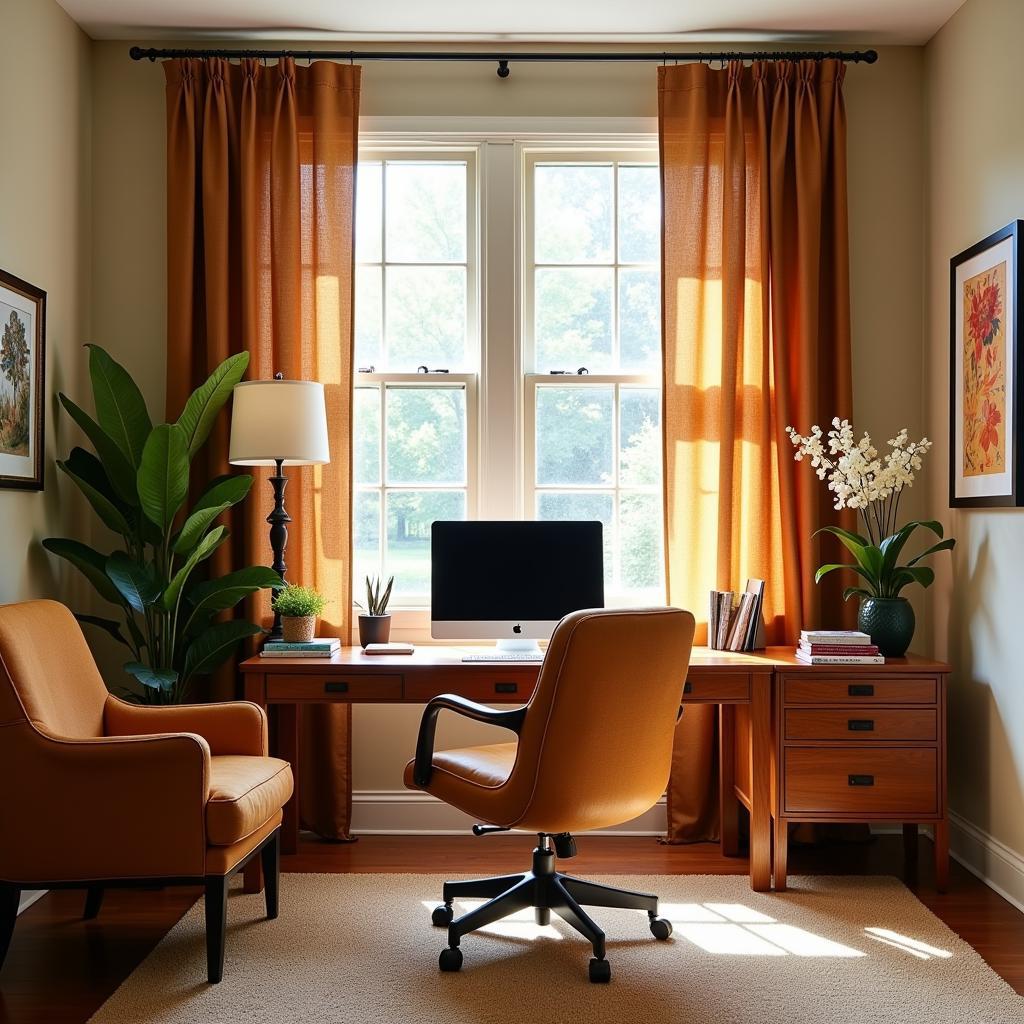 Tobacco Cloth Curtains Create a Productive Workspace