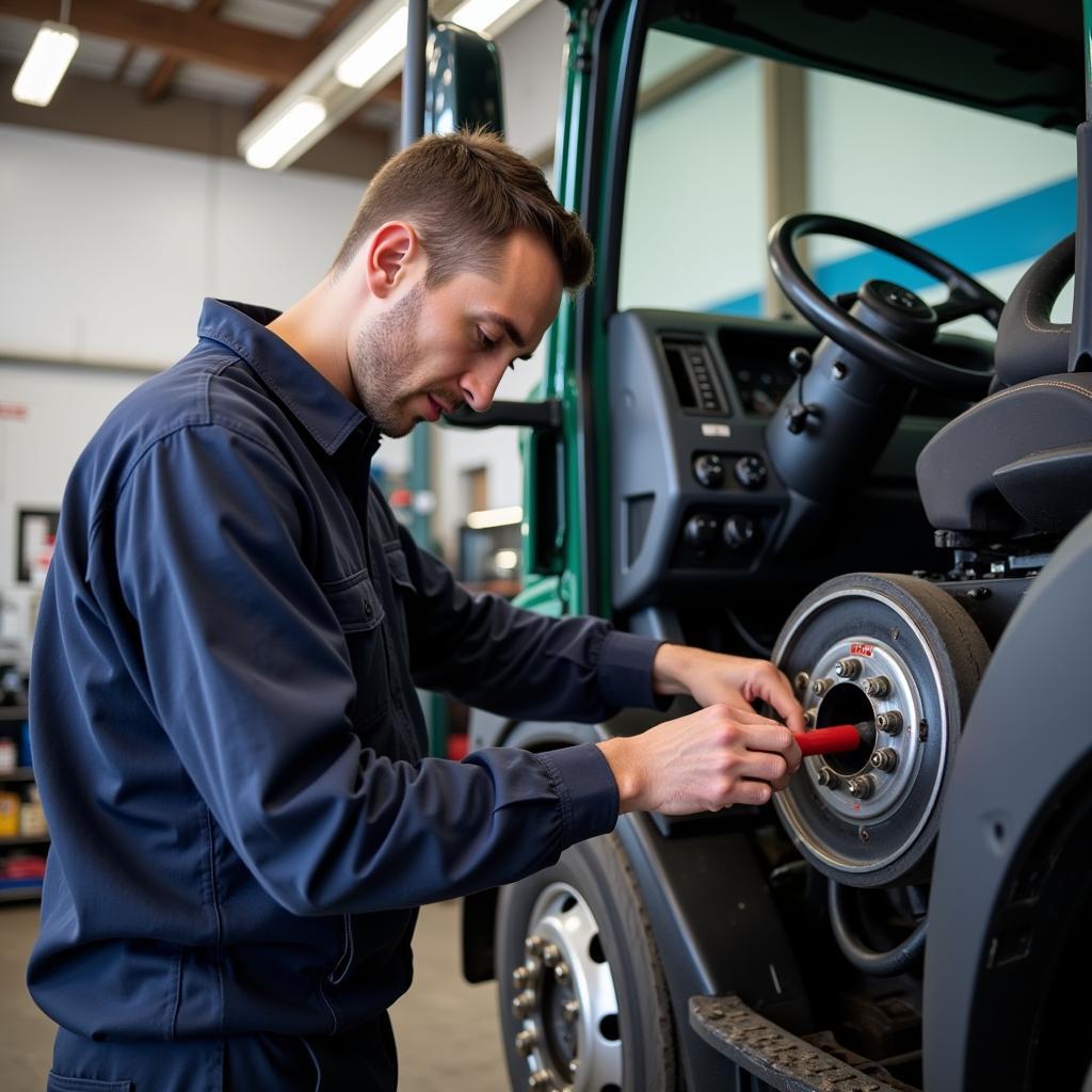 Mechanic Performing Maintenance on a Tonkin Used Truck