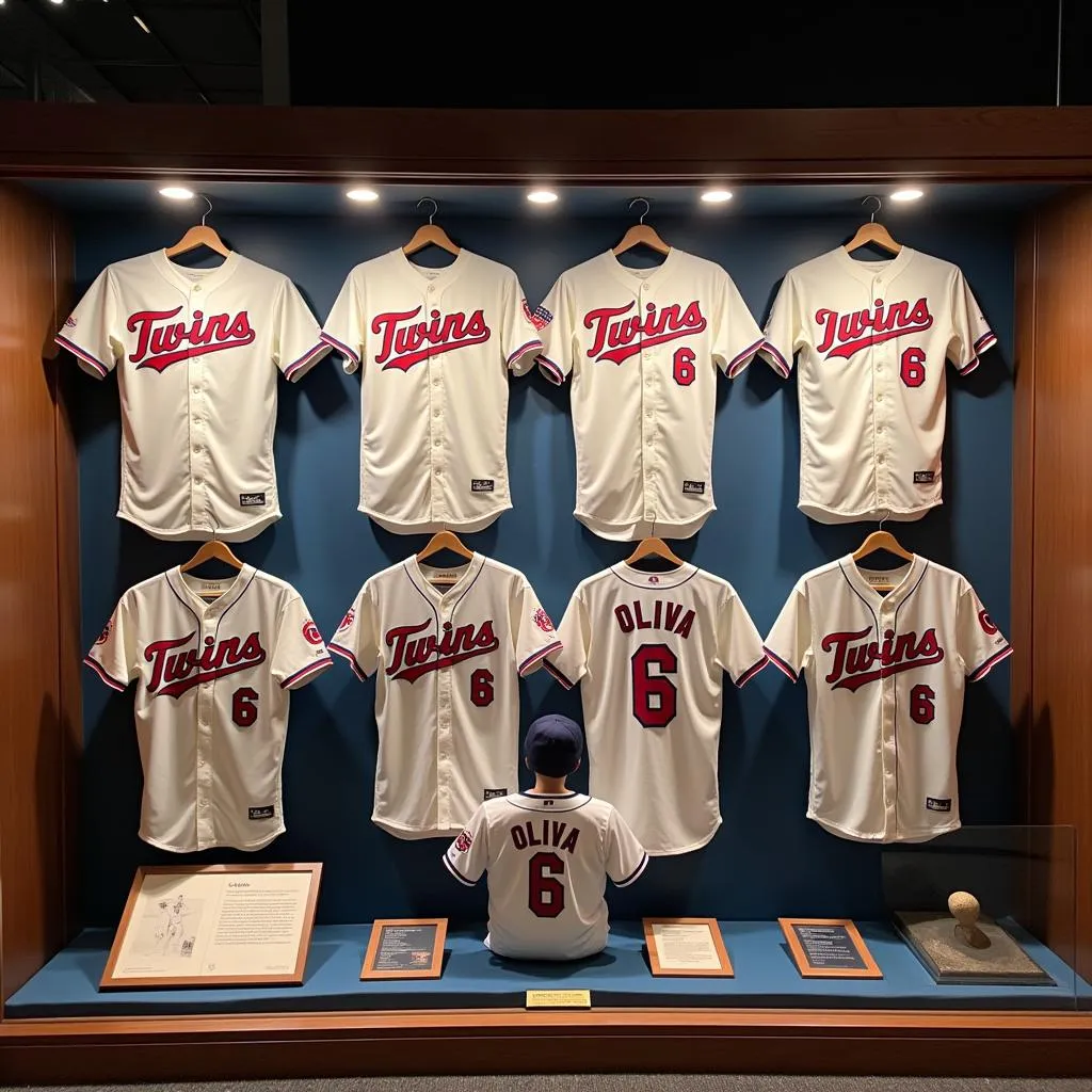 A collection of Tony Oliva jerseys.