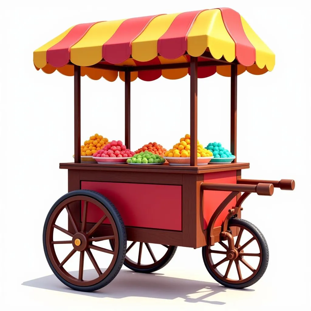 Traditional push cart with colorful awning