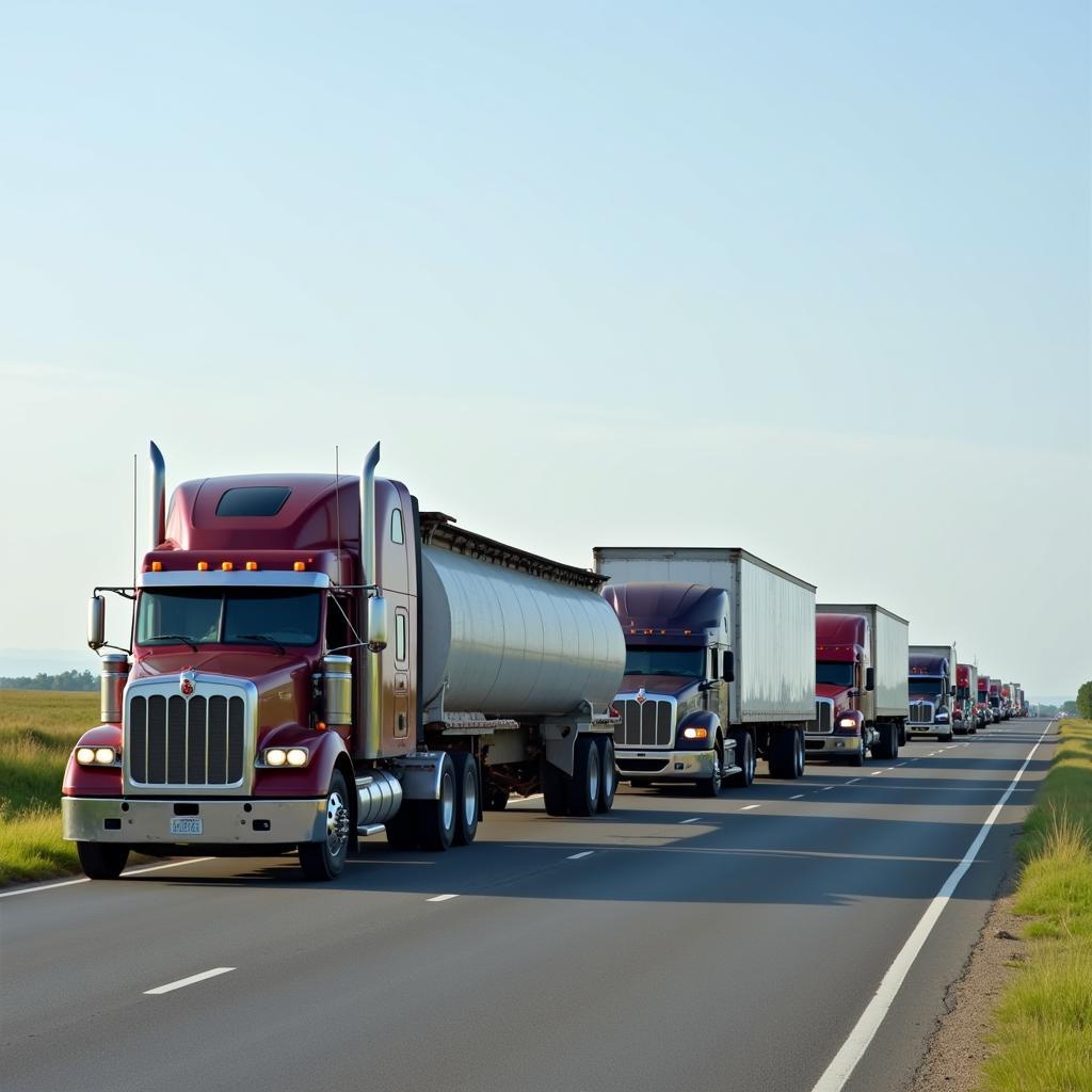 Semi-trucks Transporting Goods on Highway