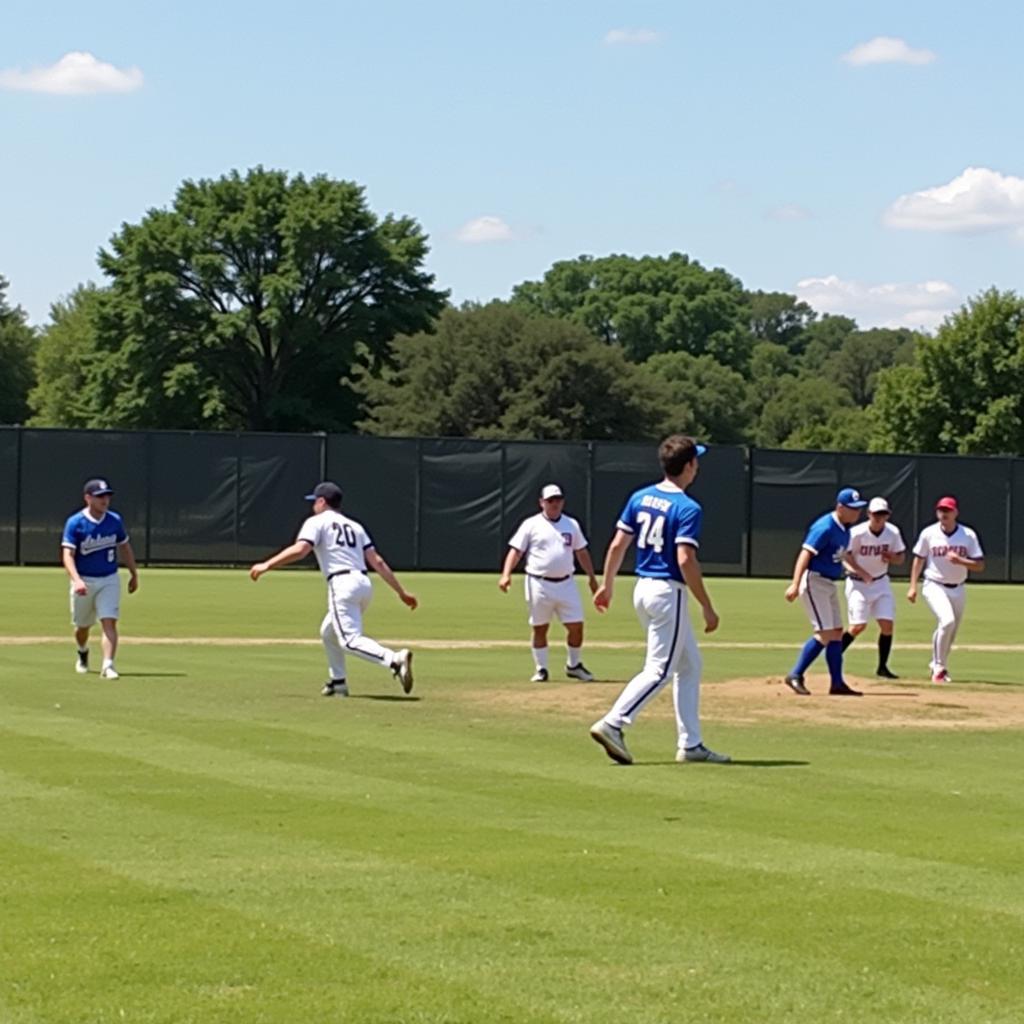 Players competing in a Tri Valley Senior Baseball League game