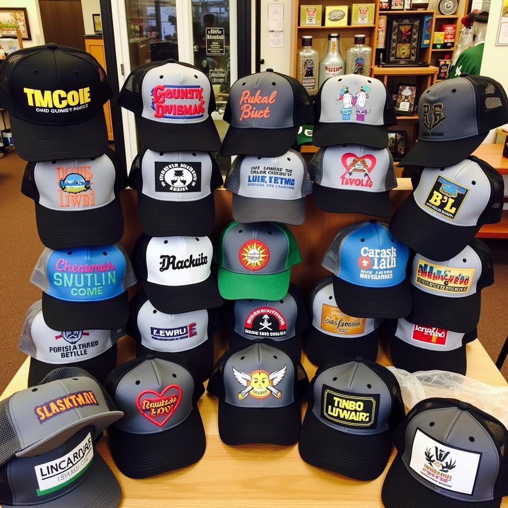 Trucker caps featuring country music logos