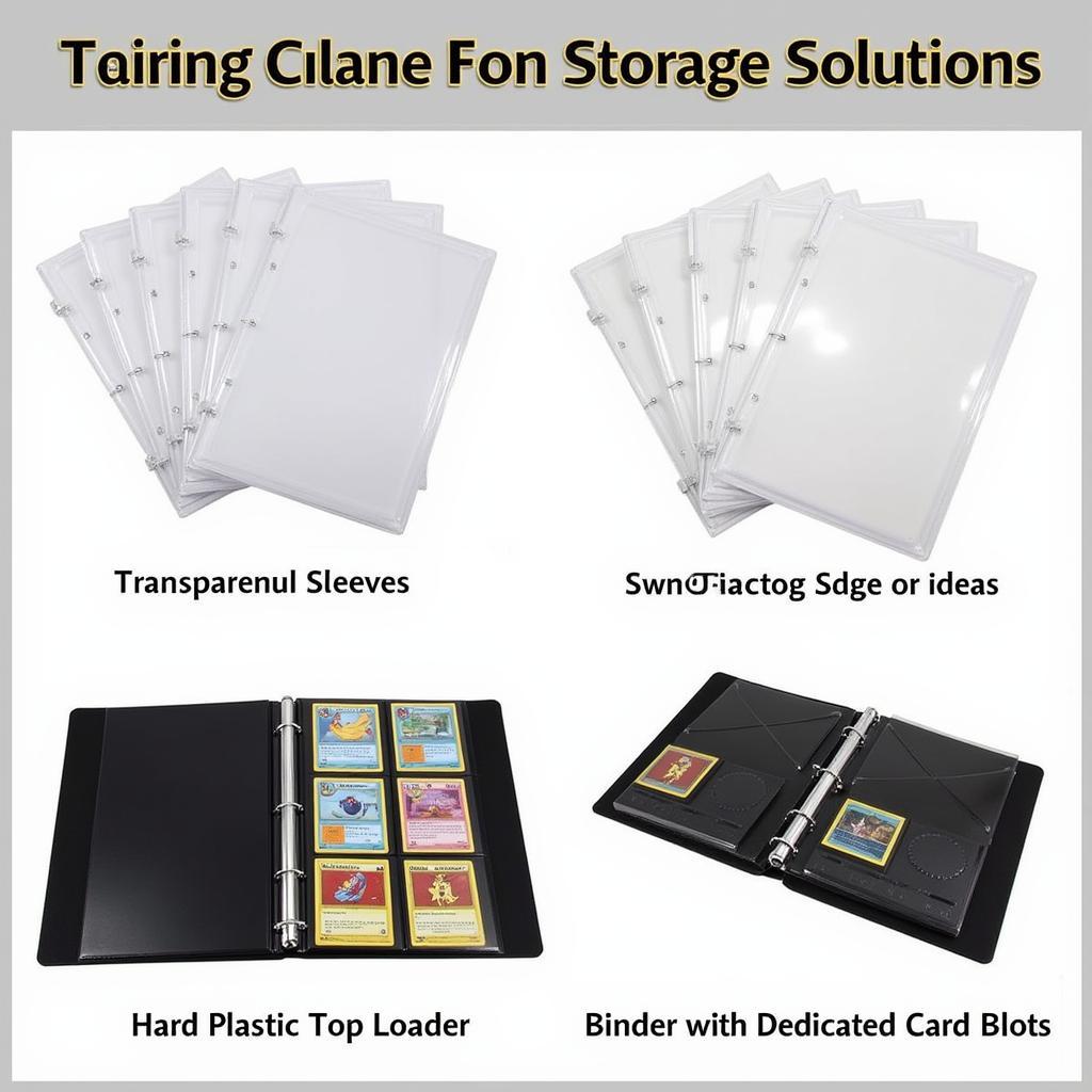 Various protective sleeves and binders designed for storing trading cards.