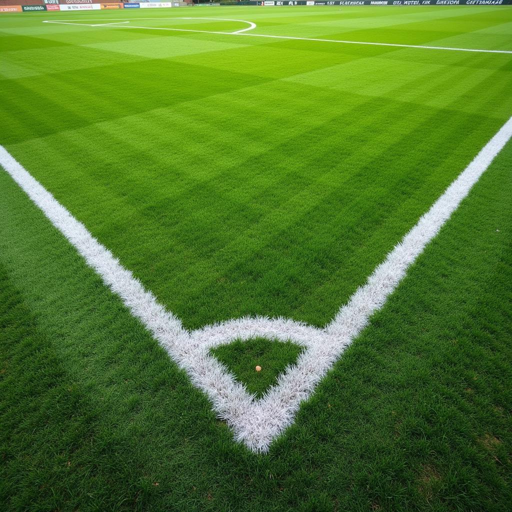 Football pitch markings showcasing the two-inch markings