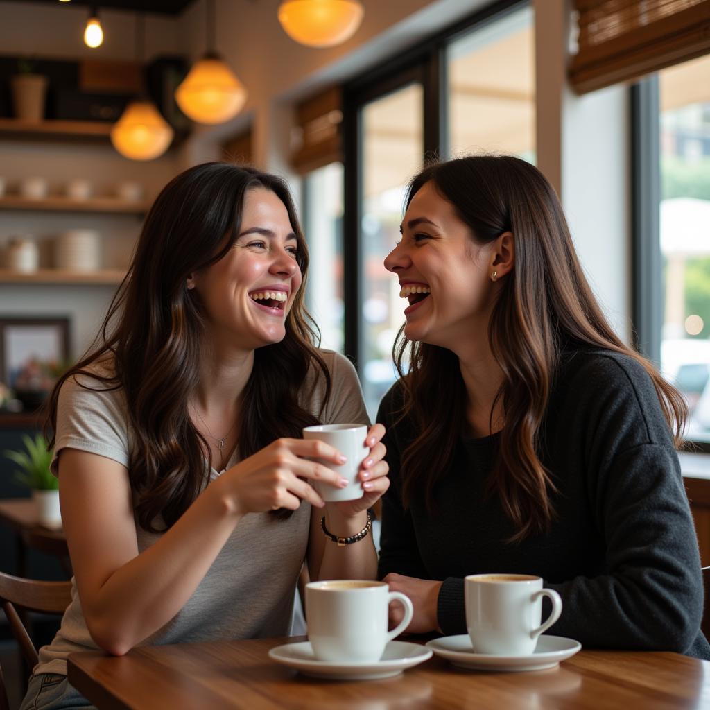 Two people enjoying a date at a Brooklyn cafe