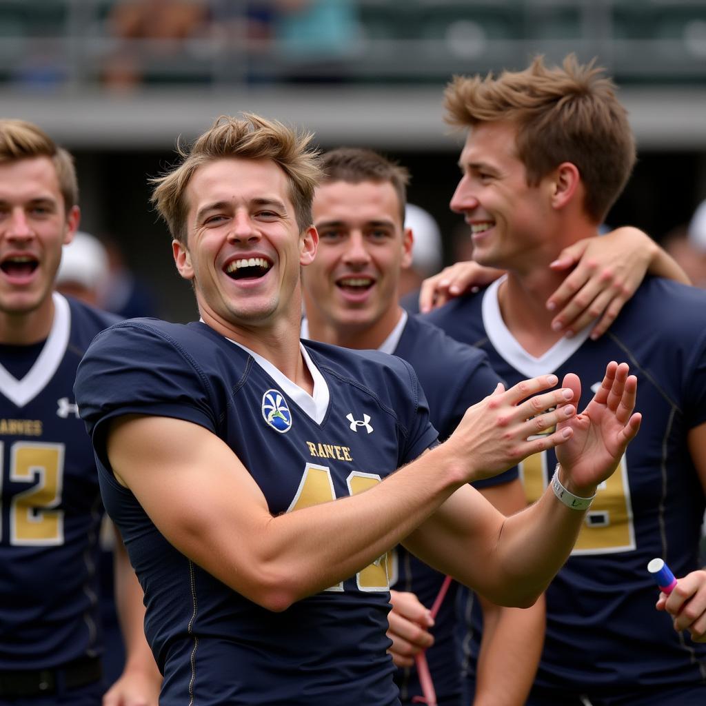 Tyler Culberson celebrating a victory with his soccer team