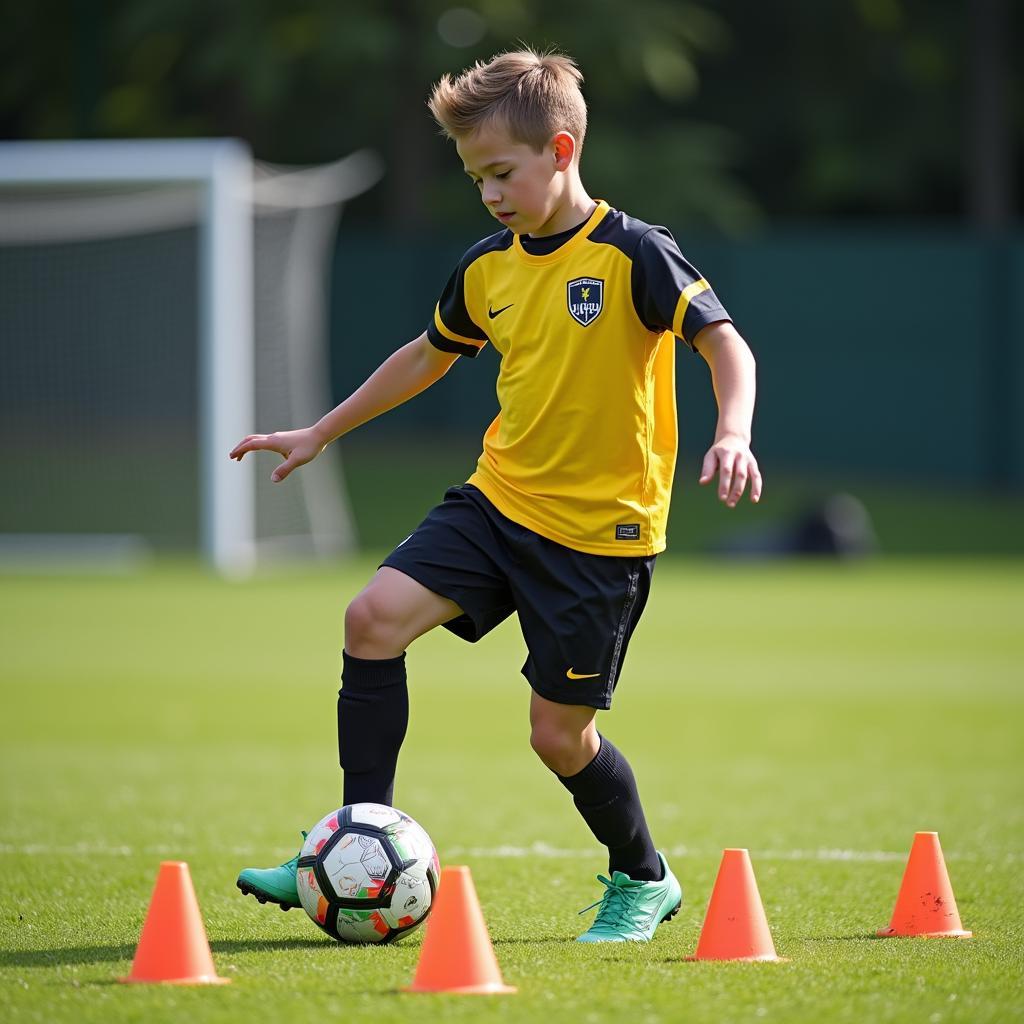 Tyler Culberson practicing soccer drills