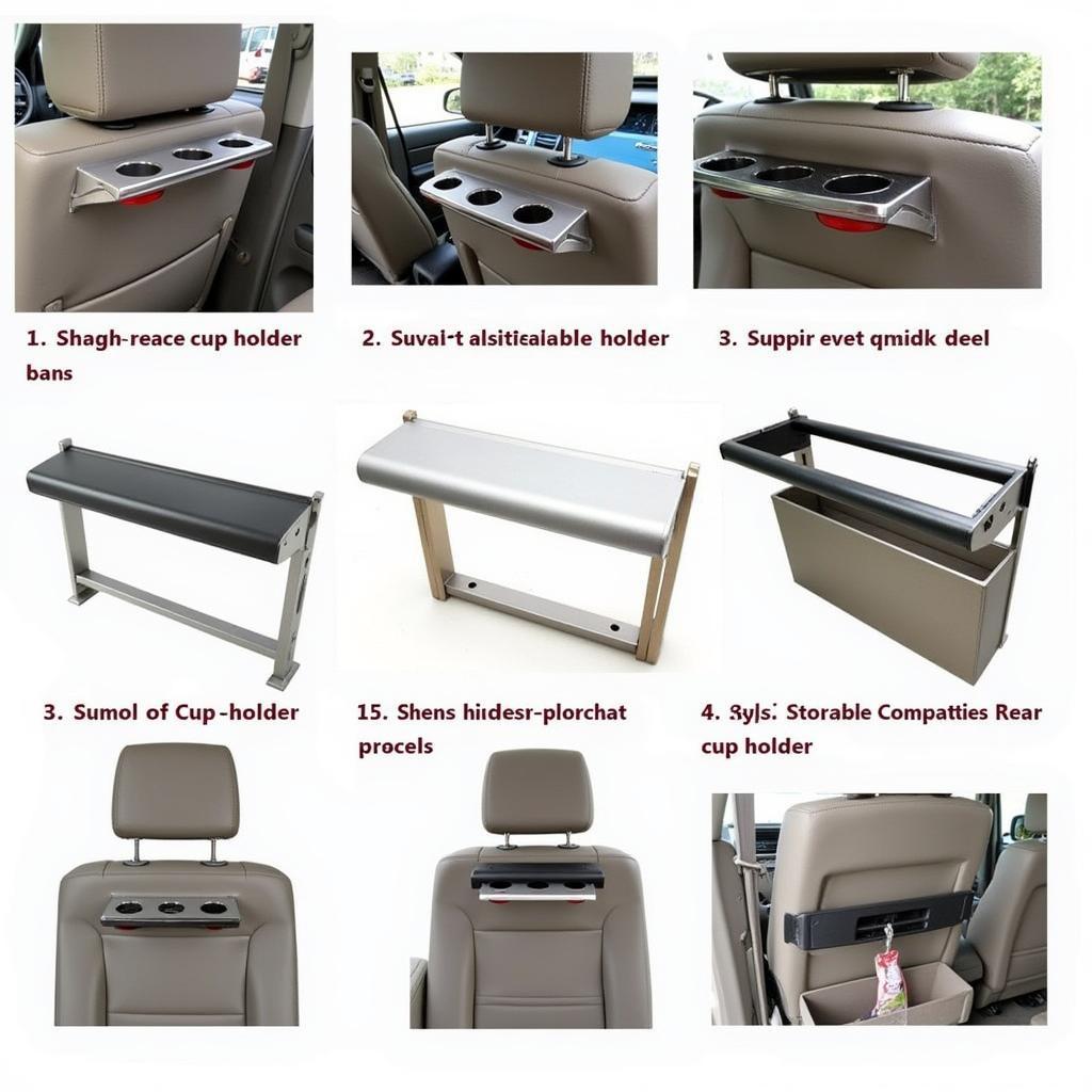 Different types of rear seat grab bars with cup holders