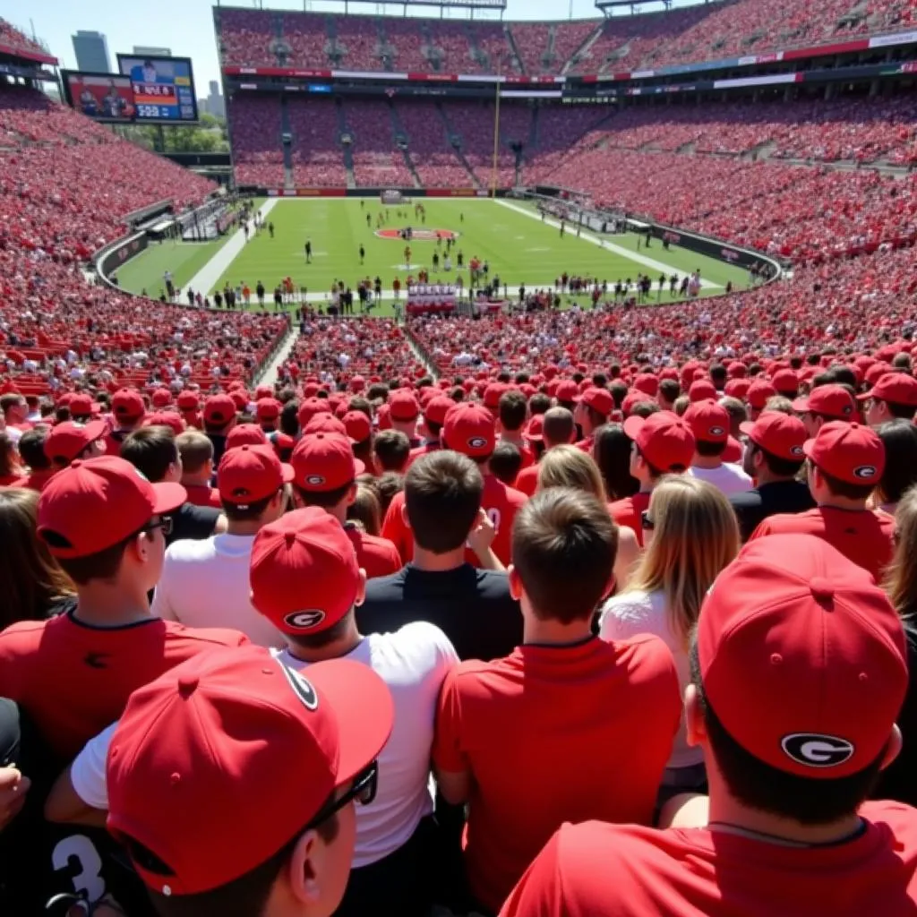 Uga fans proudly wearing game hats