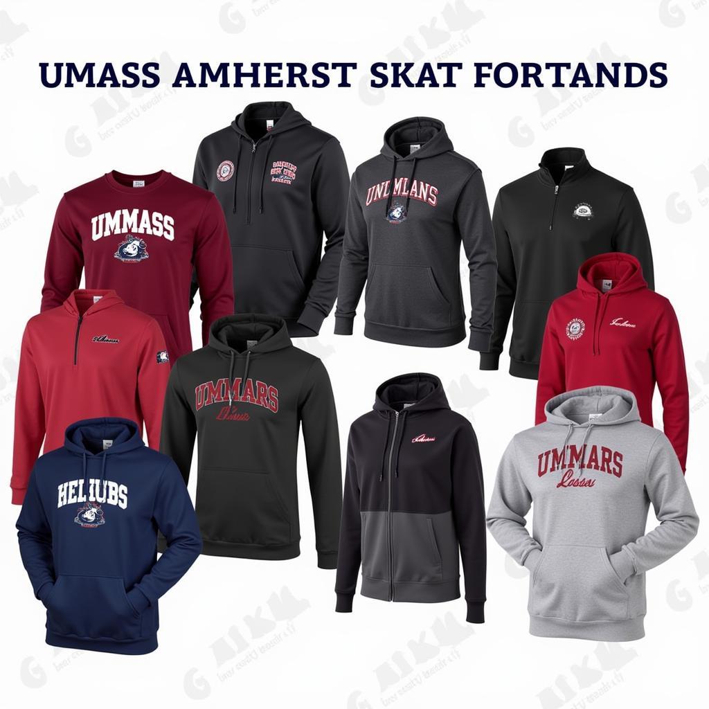 Different styles of UMass Amherst sweatshirts