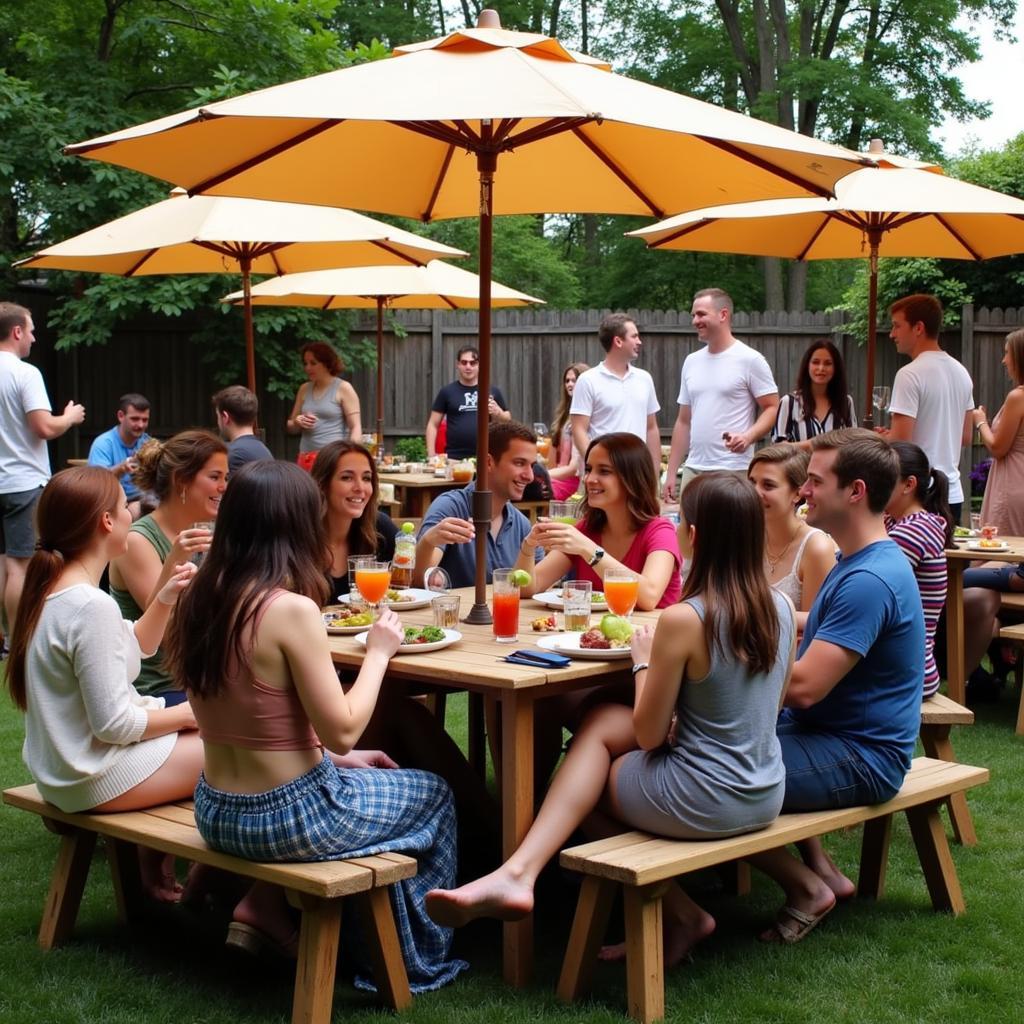 Outdoor Party with Umbrella Liquor Holders