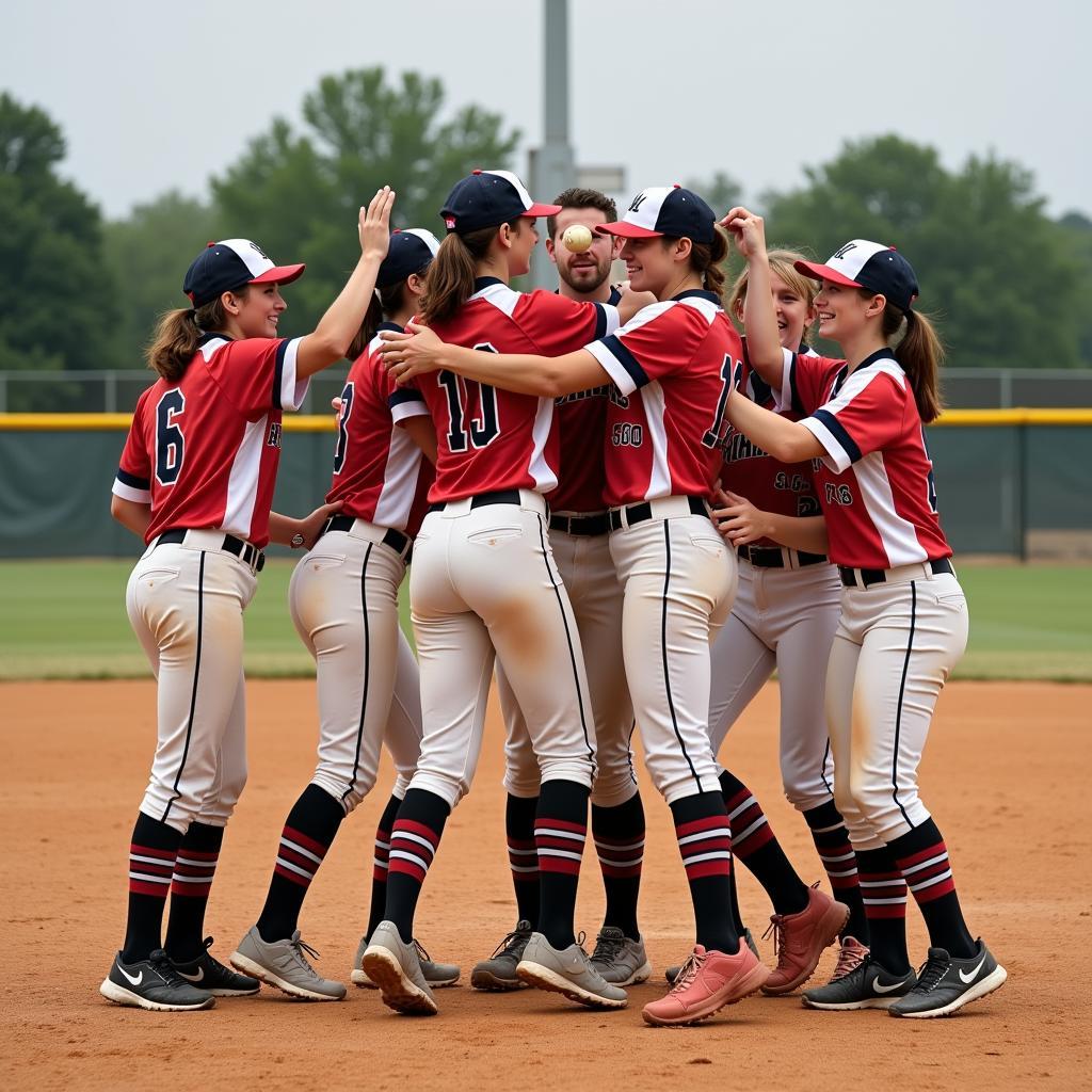 Underdog Softball Team Celebrating a Win