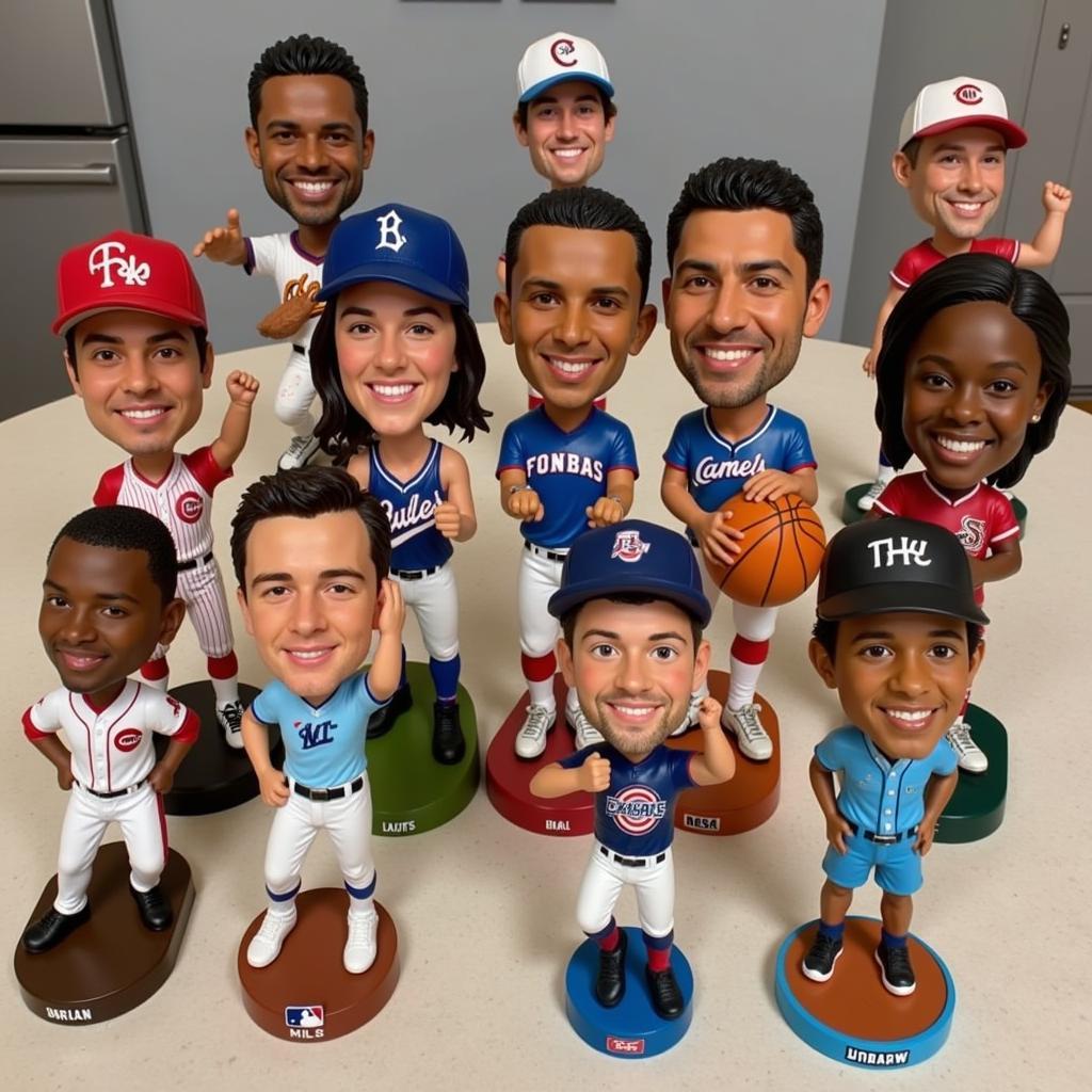 A collection of Valenzuela bobbleheads