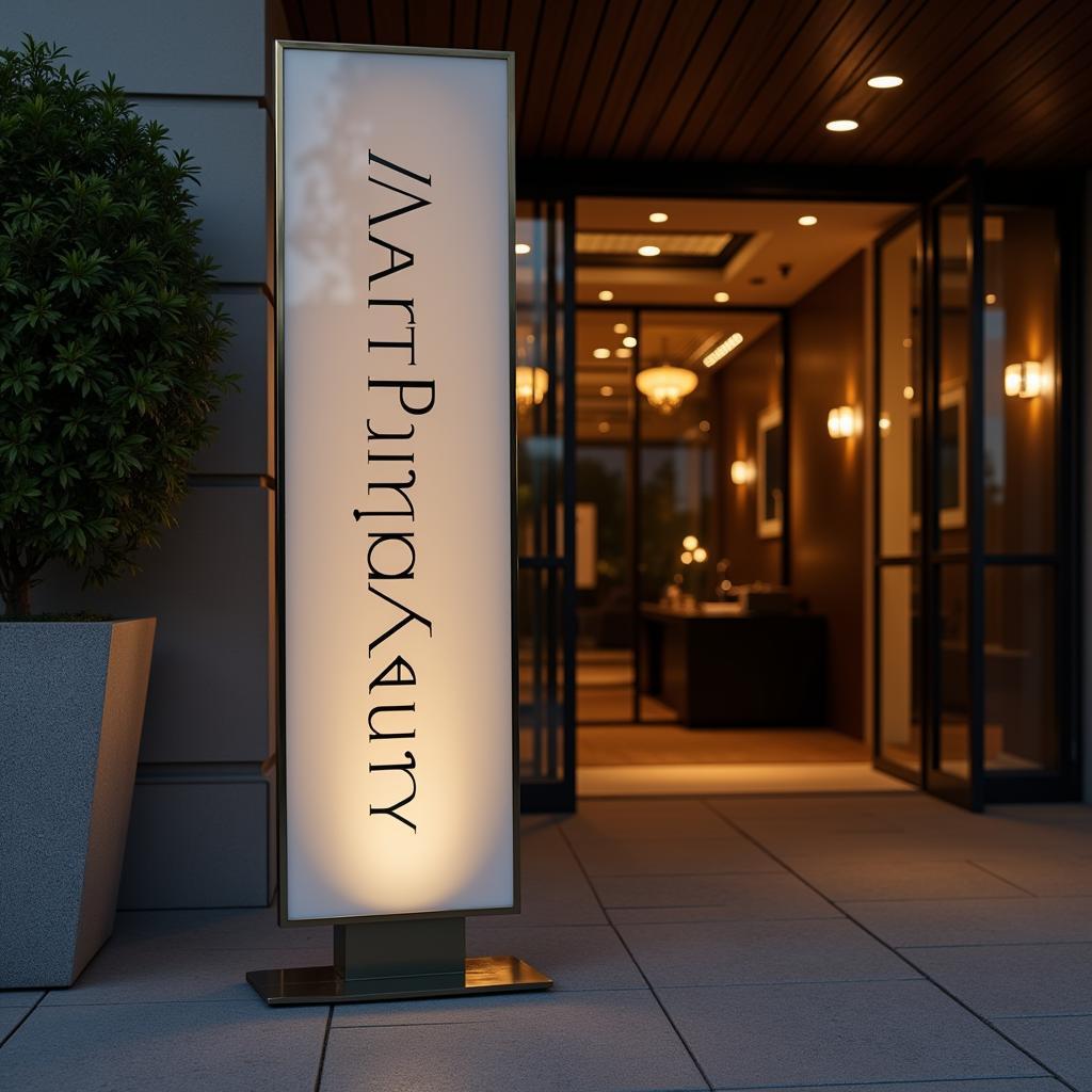 Modern Valet Parking Sign at Upscale Hotel Entrance