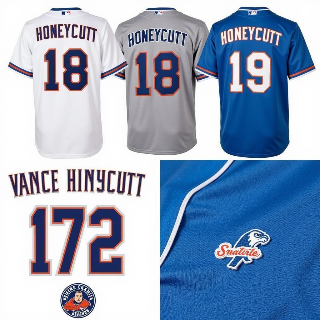 Different styles of Vance Honeycutt jerseys