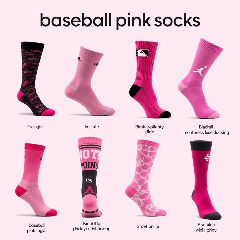 Variety of baseball pink socks in different styles