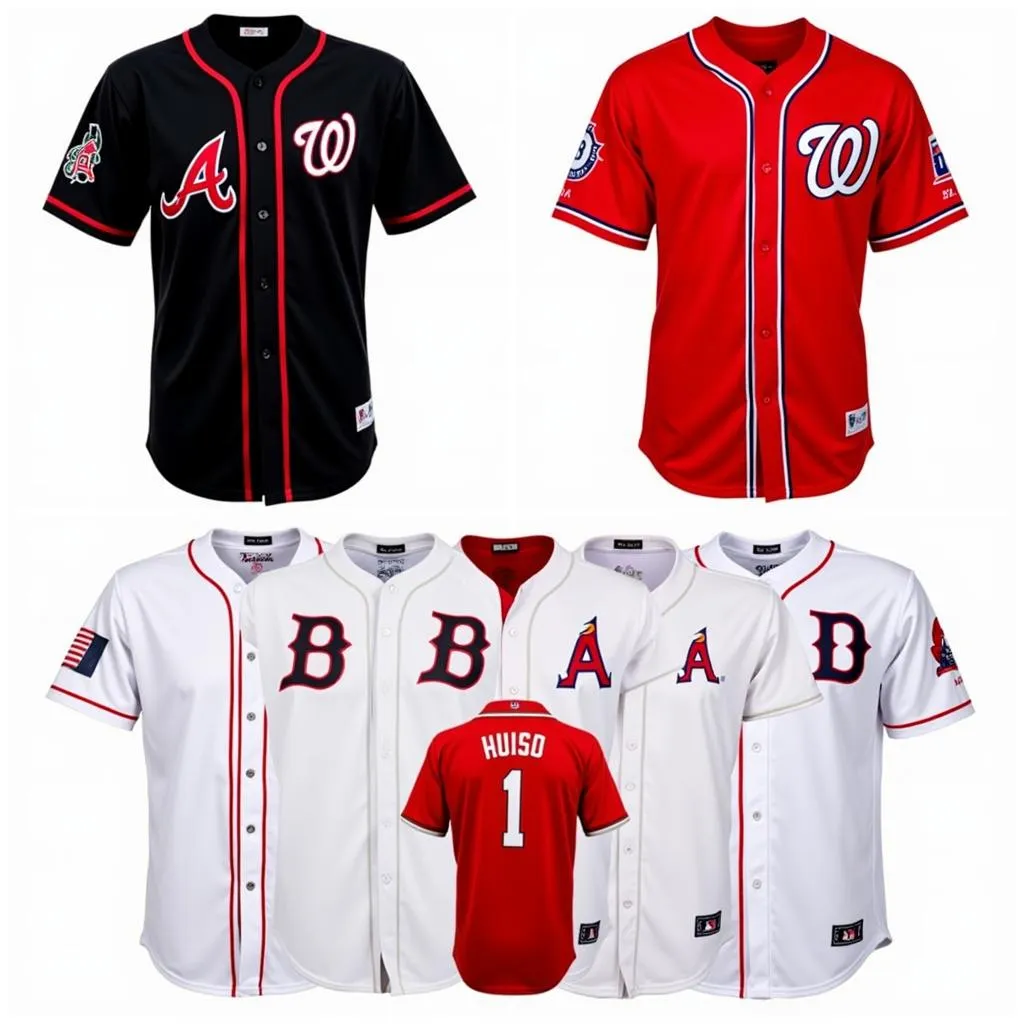 Variety of Black, Red, and White Baseball Jerseys