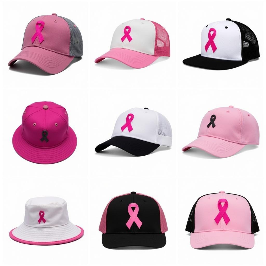 Different hat styles for Breast Cancer Awareness